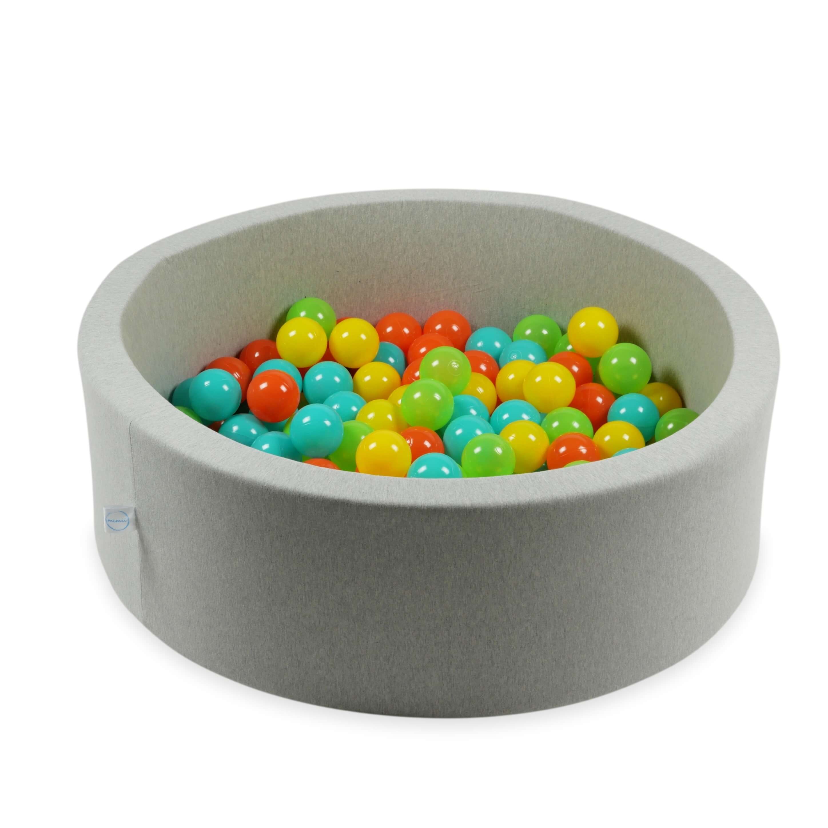 Piłeczki do suchego basenu Ø 7 cm – 300 szt. – żółte, pomarańczowe, seledynowe, turquoise
