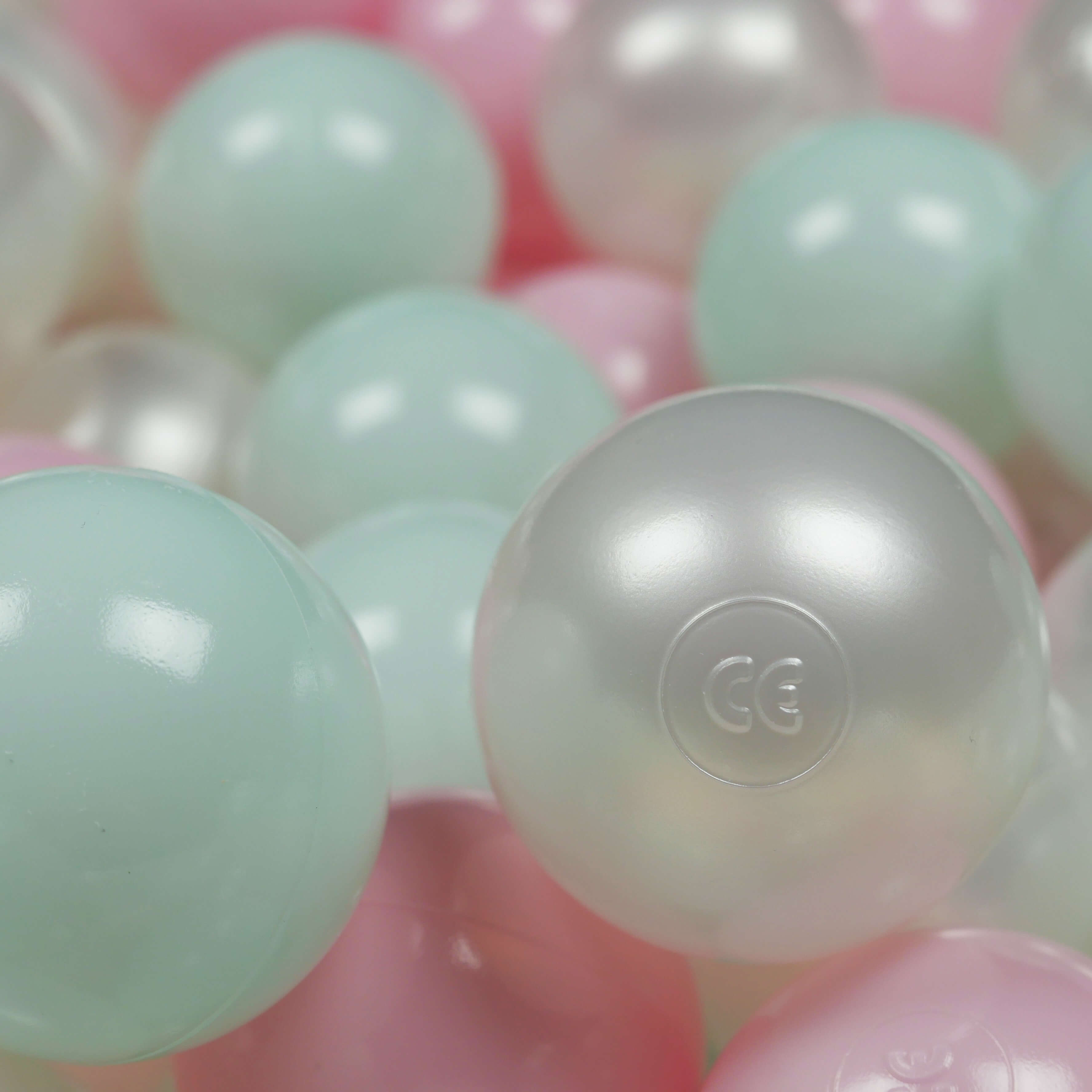 Ball pit balls Ø 7 cm – 200 pcs. – Pearl, Mint claire, Light pink