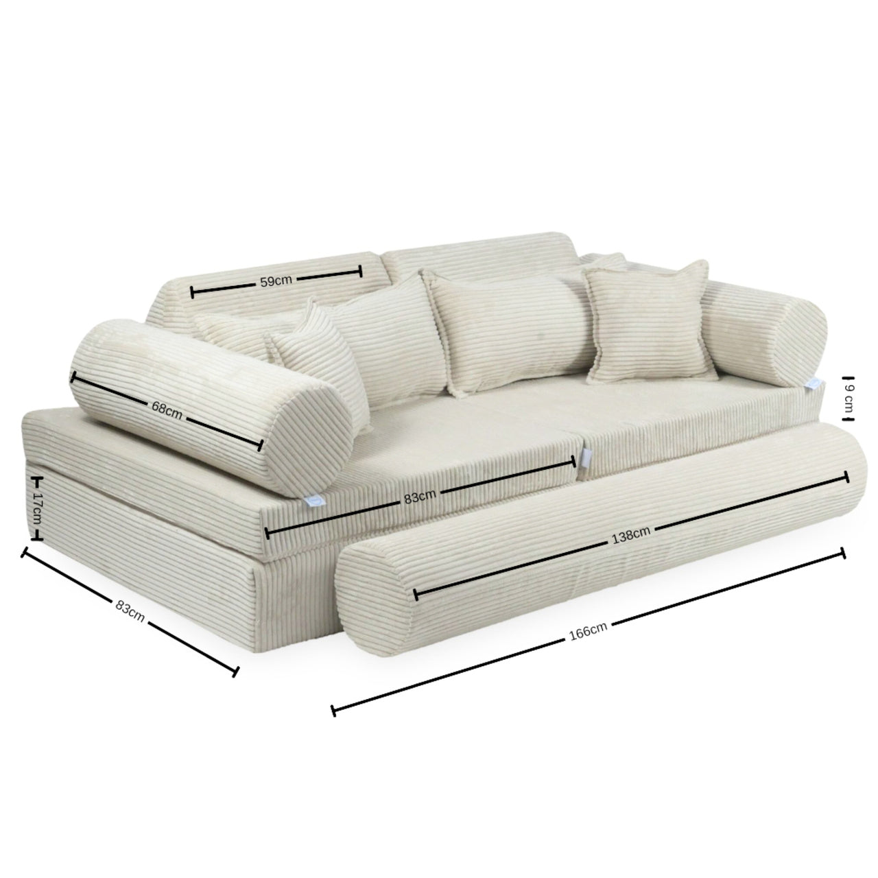 Sofa do zabawy Montessori Premium Boucle Biały