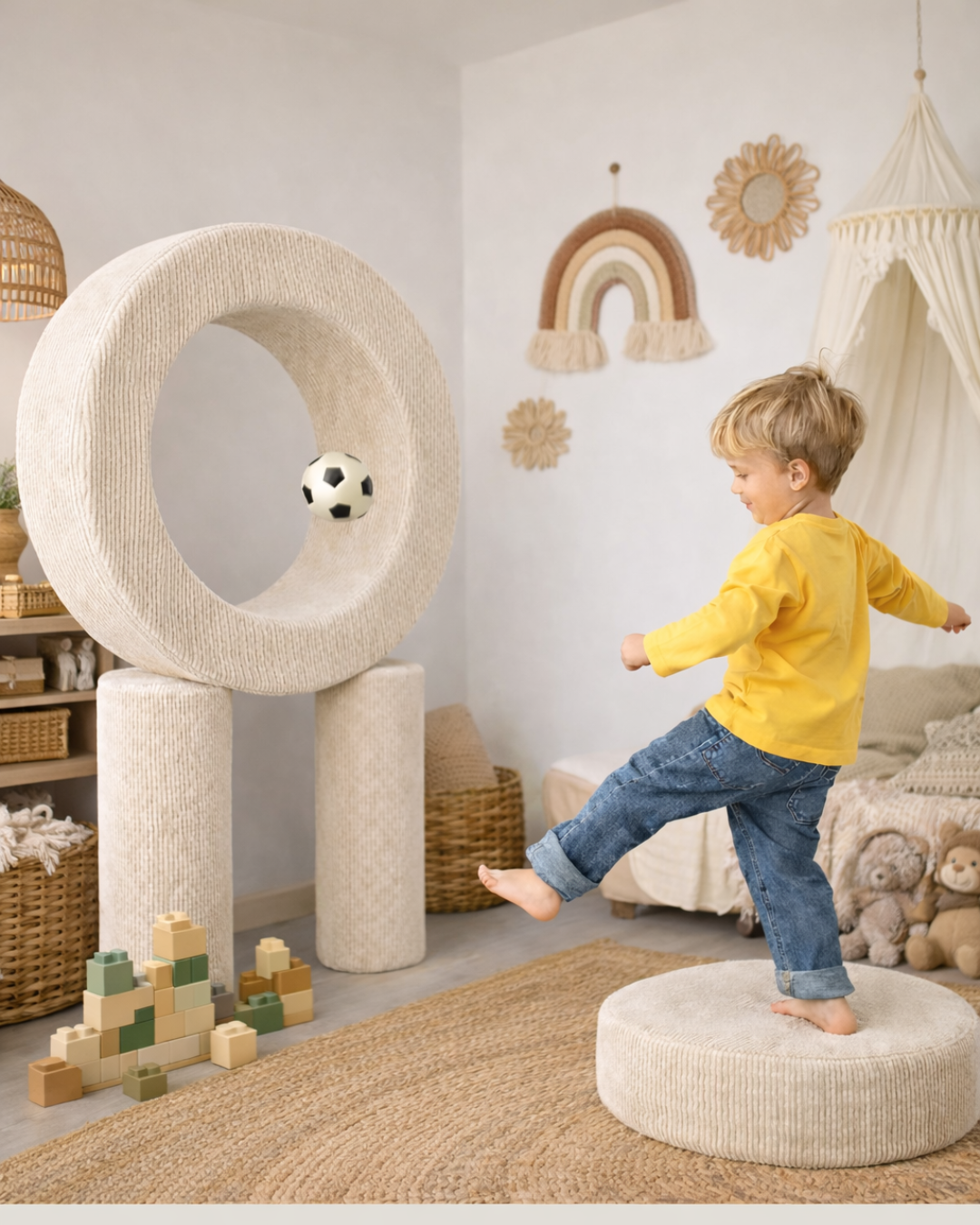 Pufa modułowa dla dzieci Donut – 4 elementy sztruks