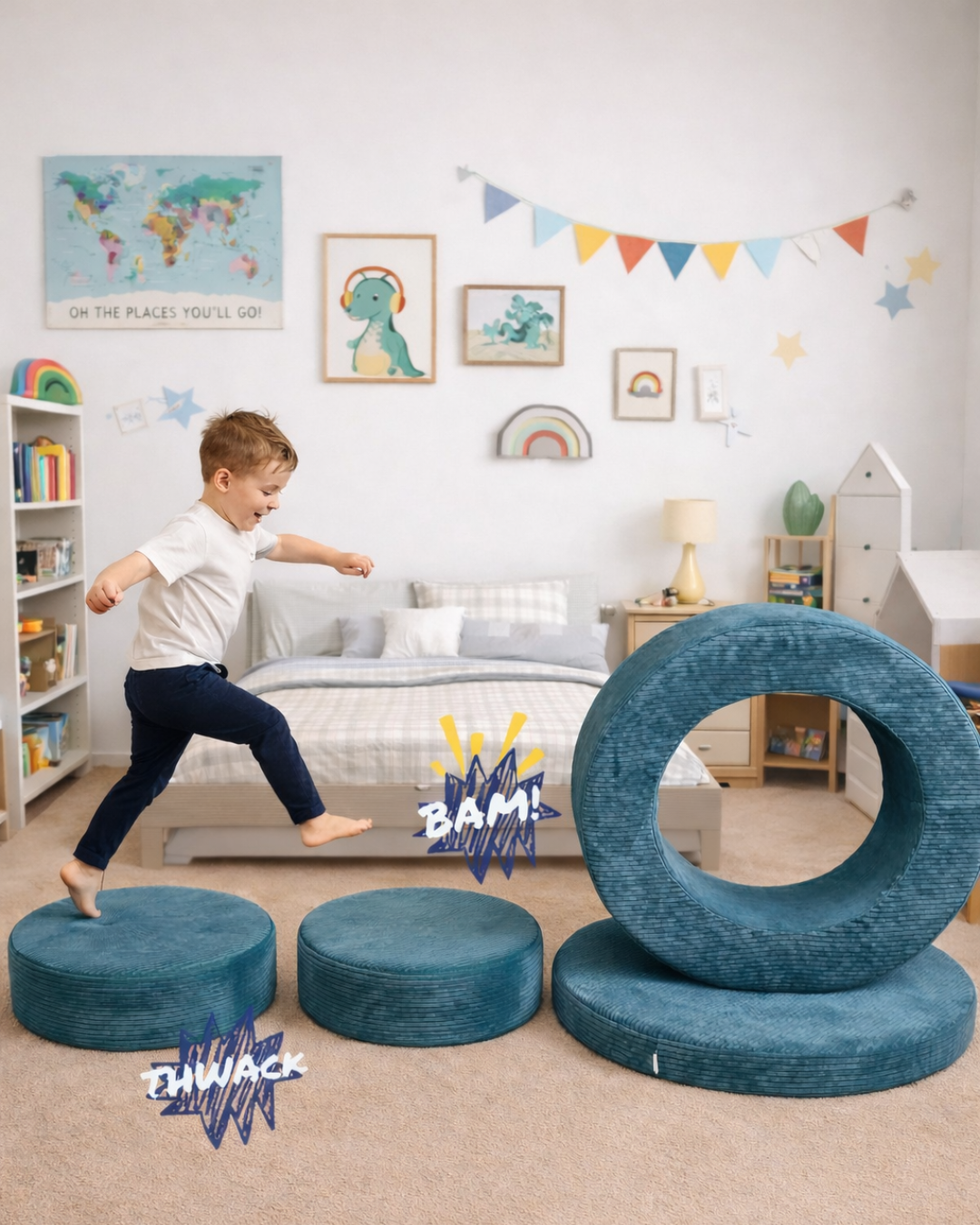 Mimii Donut-Spielpouf aus Cord – 4-teilig