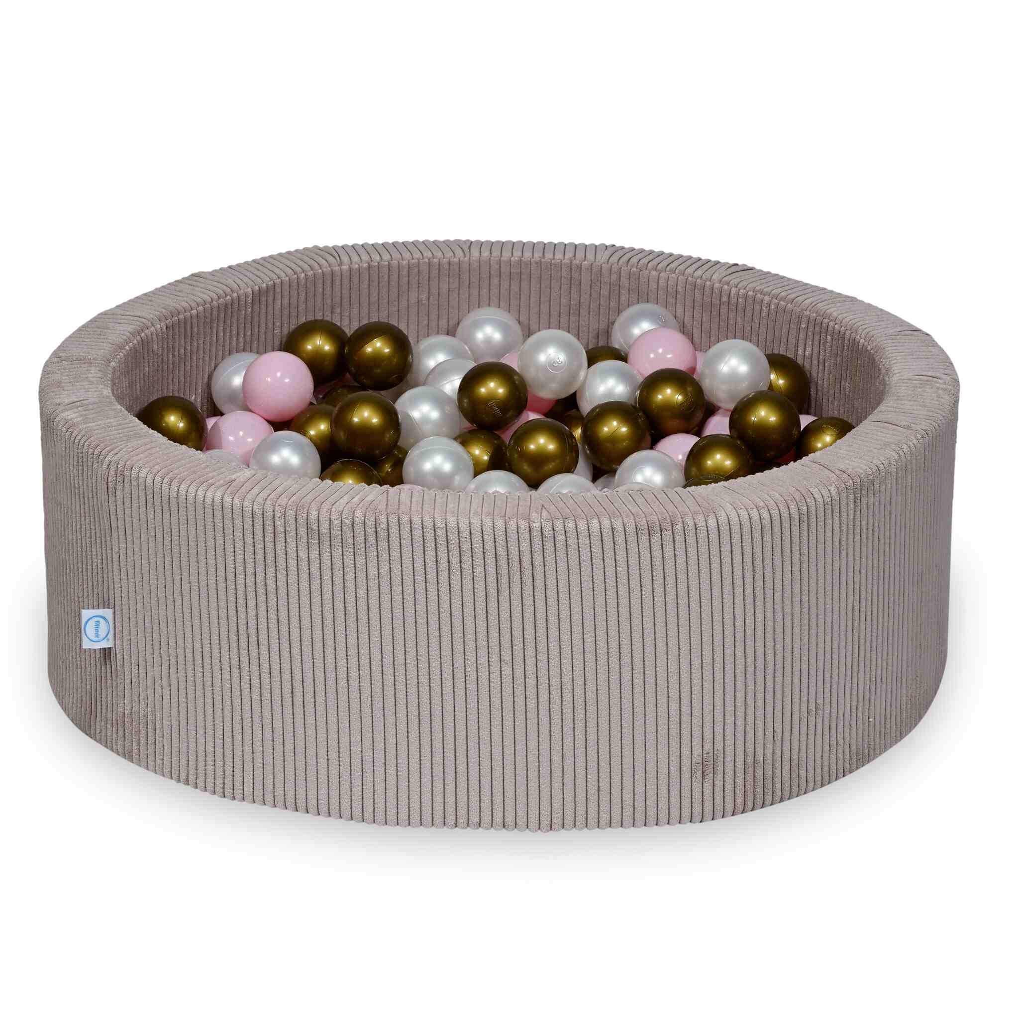 Mimii Bällebad aus Cord in Hellrosa – rund, 90 × 30 cm, mit 200 Bällen