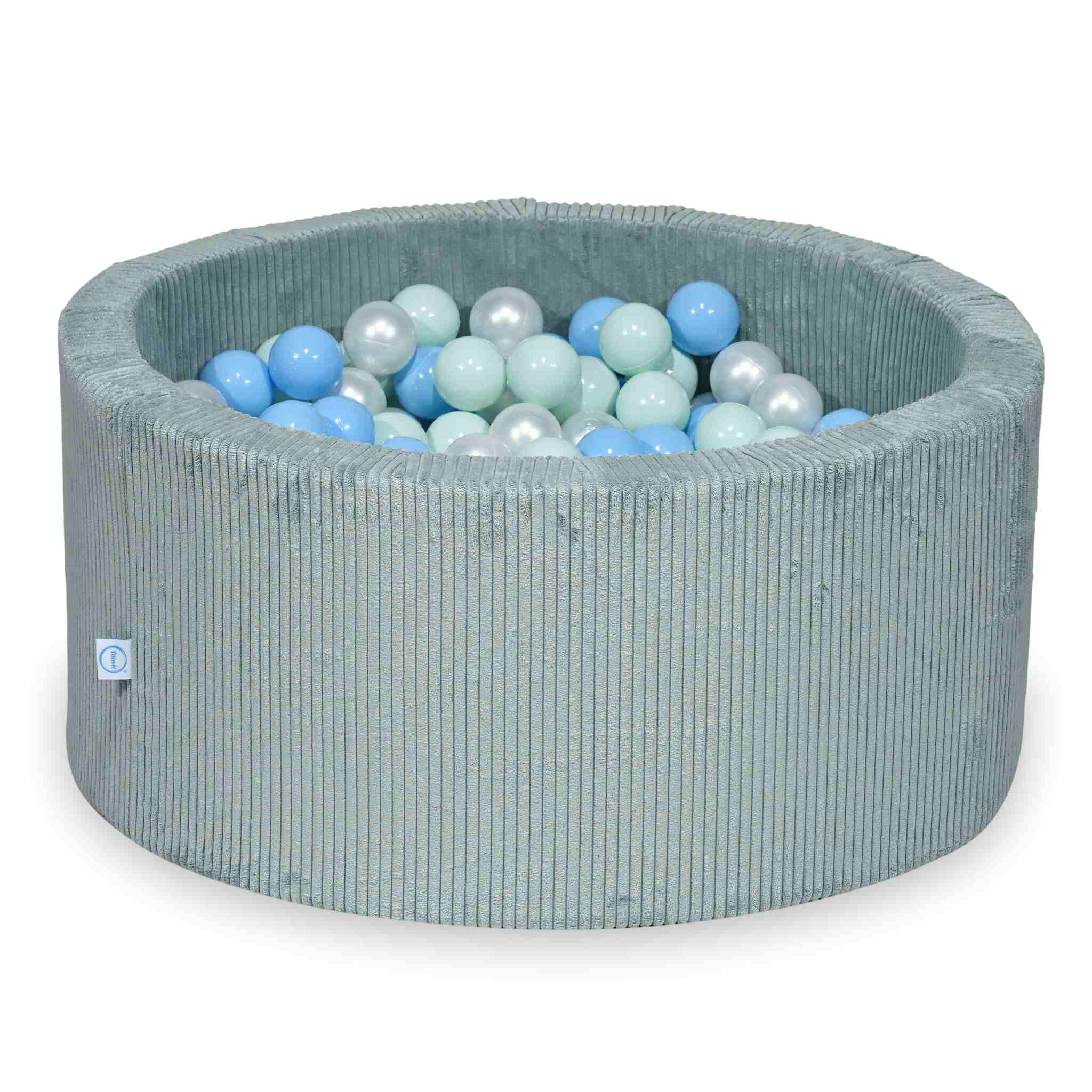 Basen z kulkami sztruks jasnomiętowy 90x40 cm z 300 piłkami