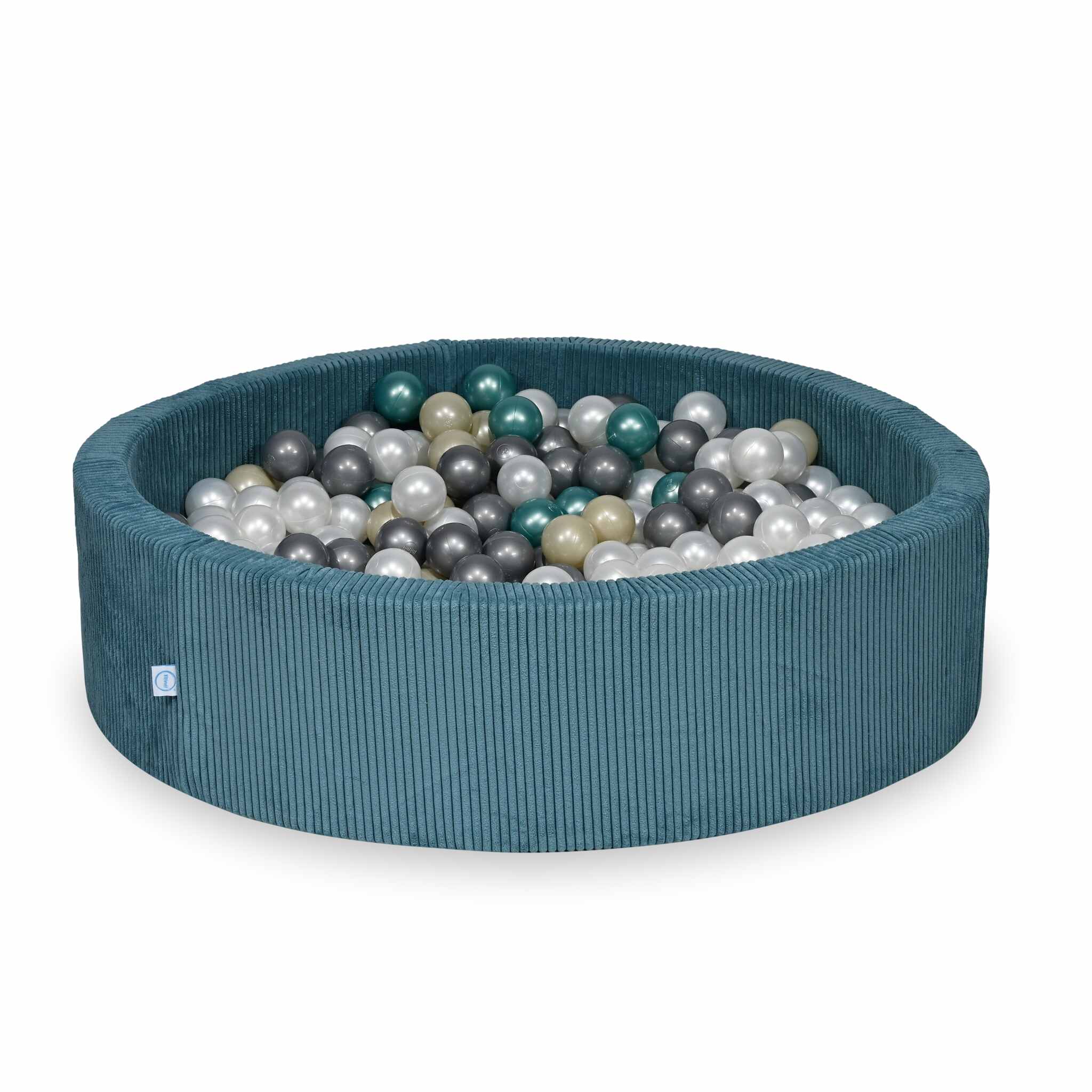 Mimii Bällebad aus Cord in Blau – rund, 110 × 30 cm, mit 400 Bällen