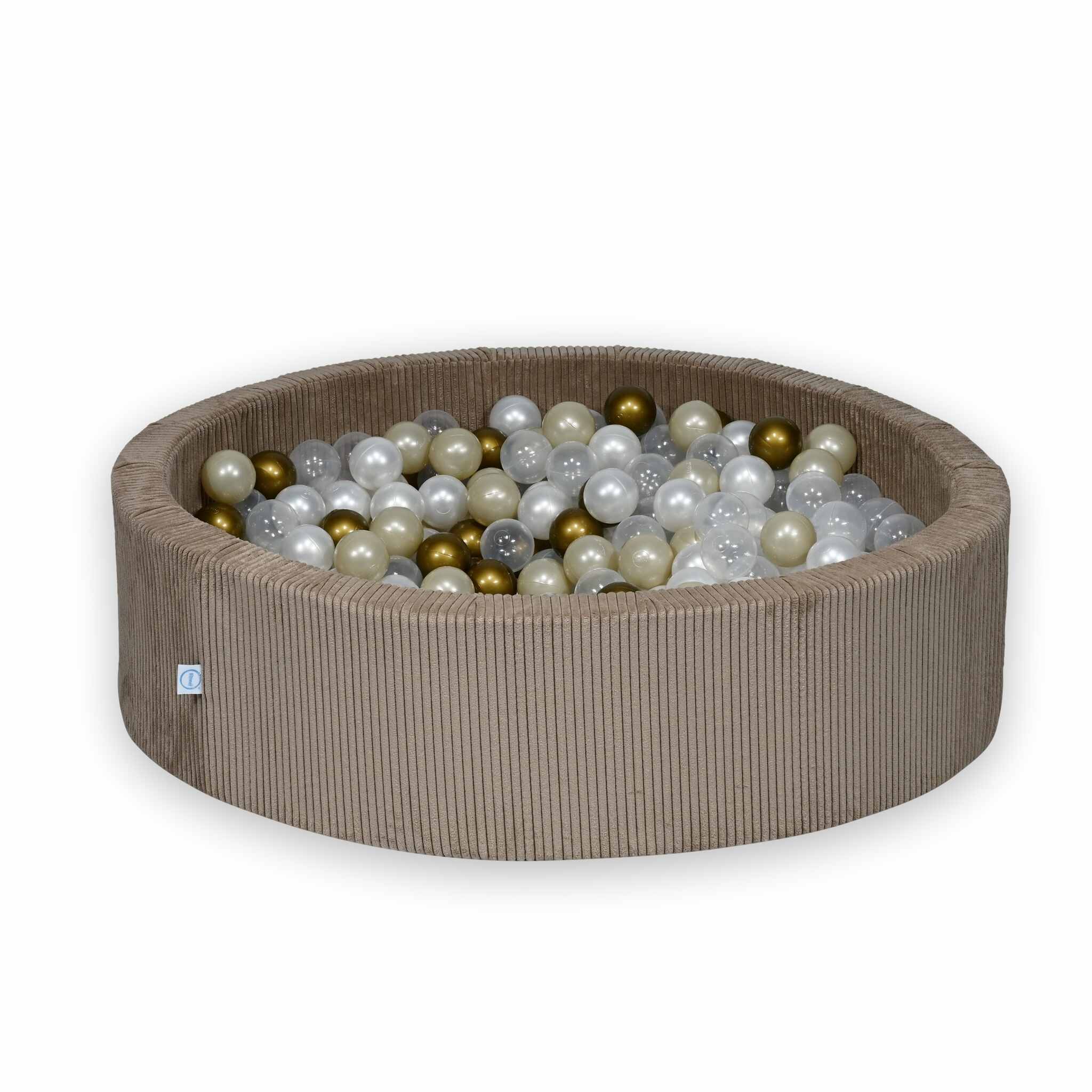 Ball pit with balls 110 × 30 cm corduroy toffee with 400 balls