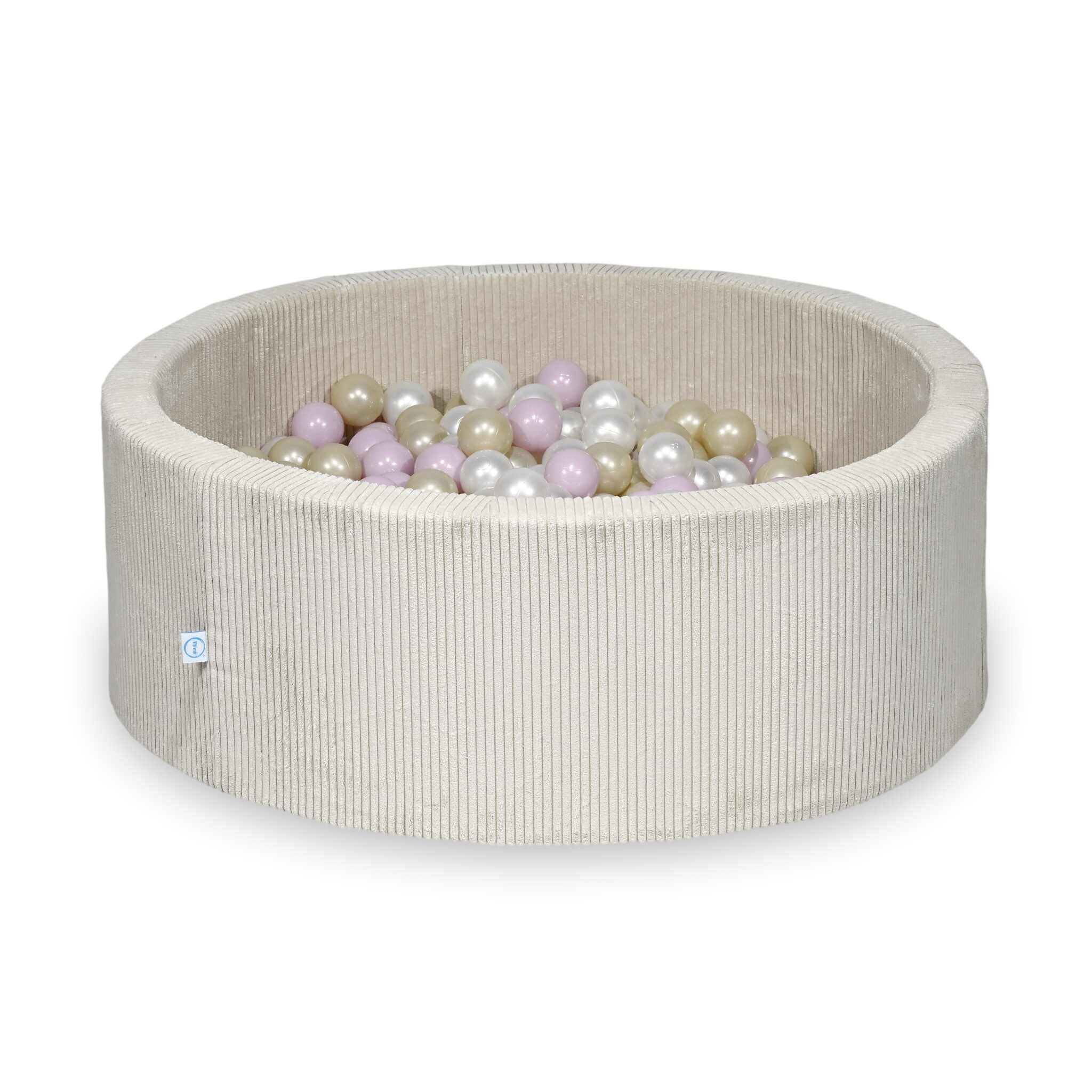 Ball pit with balls 110 × 40 cm corduroy beige with 500 balls