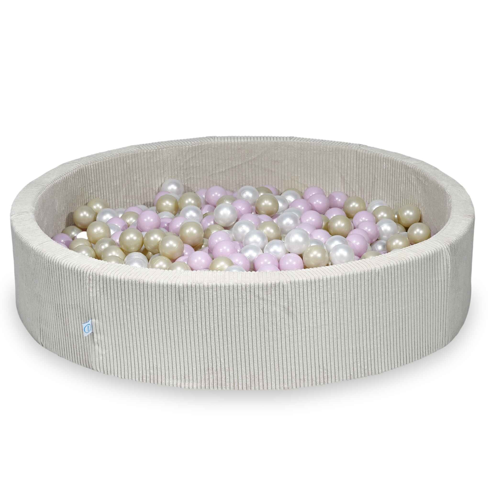 Ball pit with balls 130 × 30 cm corduroy beige with 600 balls