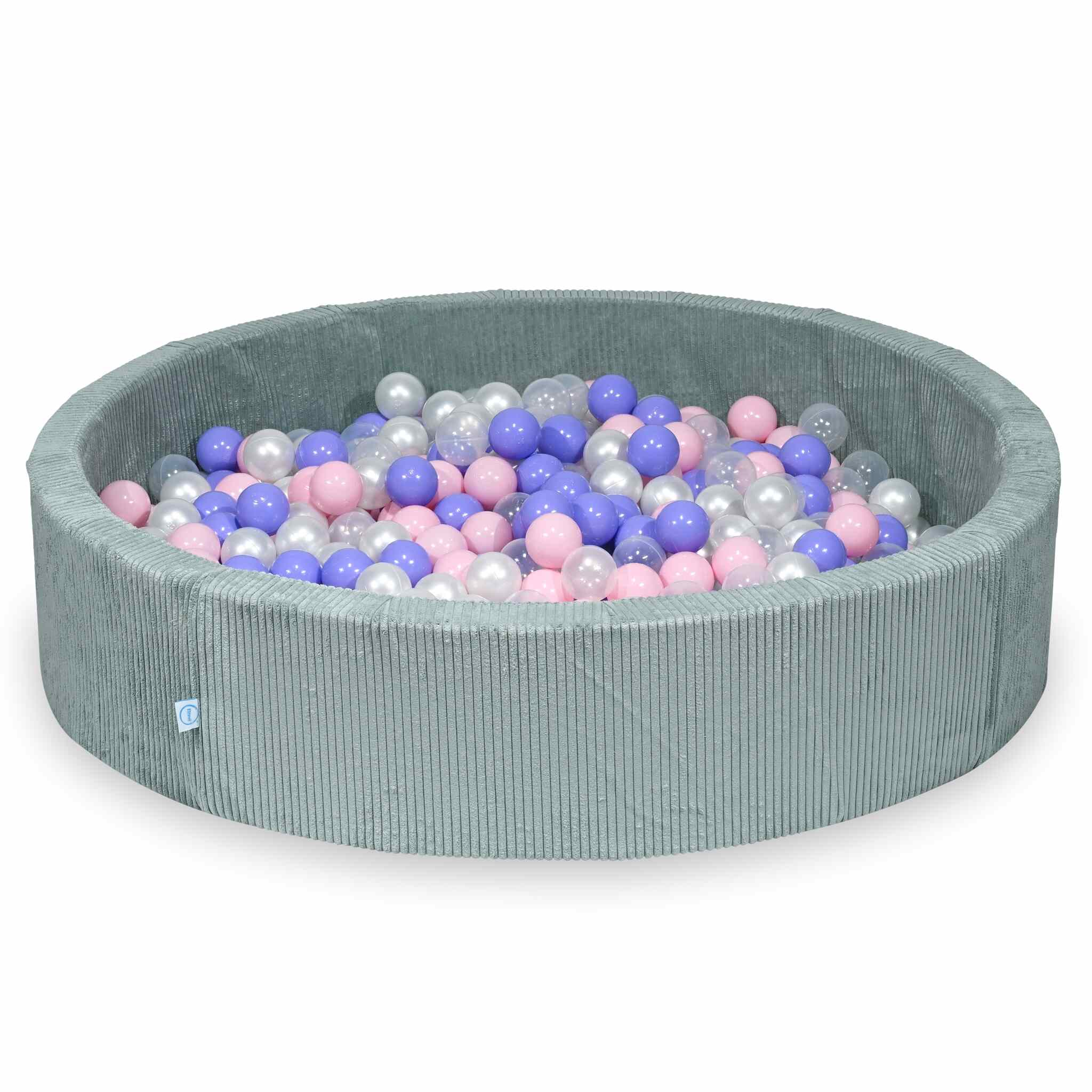 Ball pit with balls 130 × 30 cm corduroy light mint with 600 balls