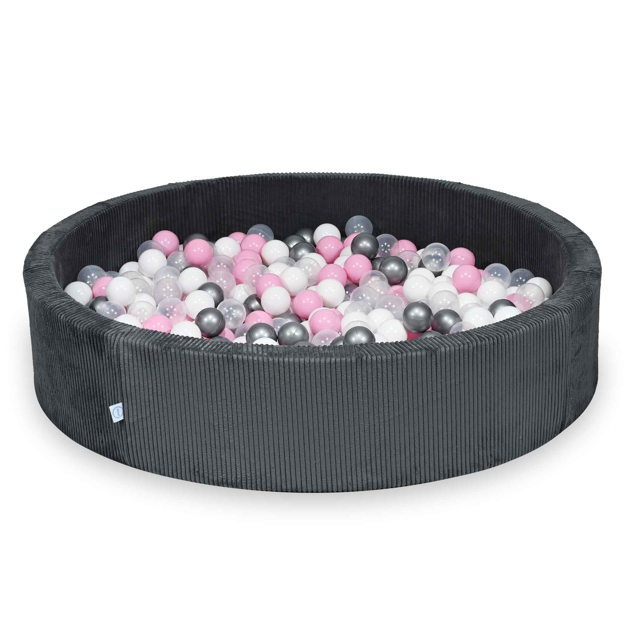 Ball pit with balls 130 × 30 cm corduroy graphite with 600 balls