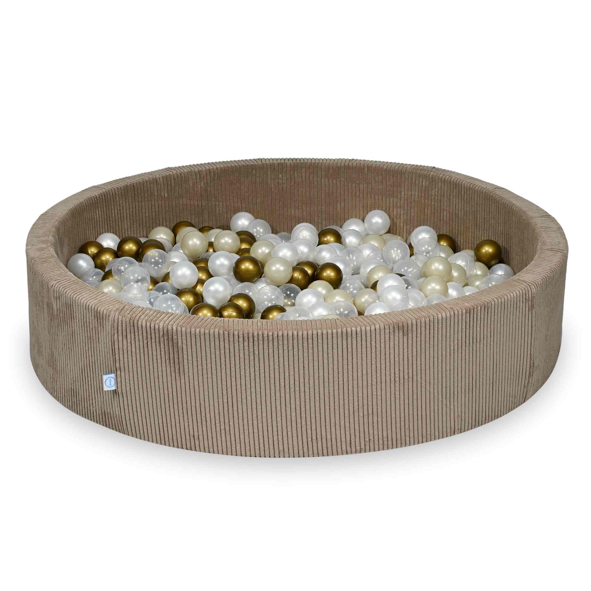 Ball pit with balls 130 × 30 cm corduroy toffee with 600 balls