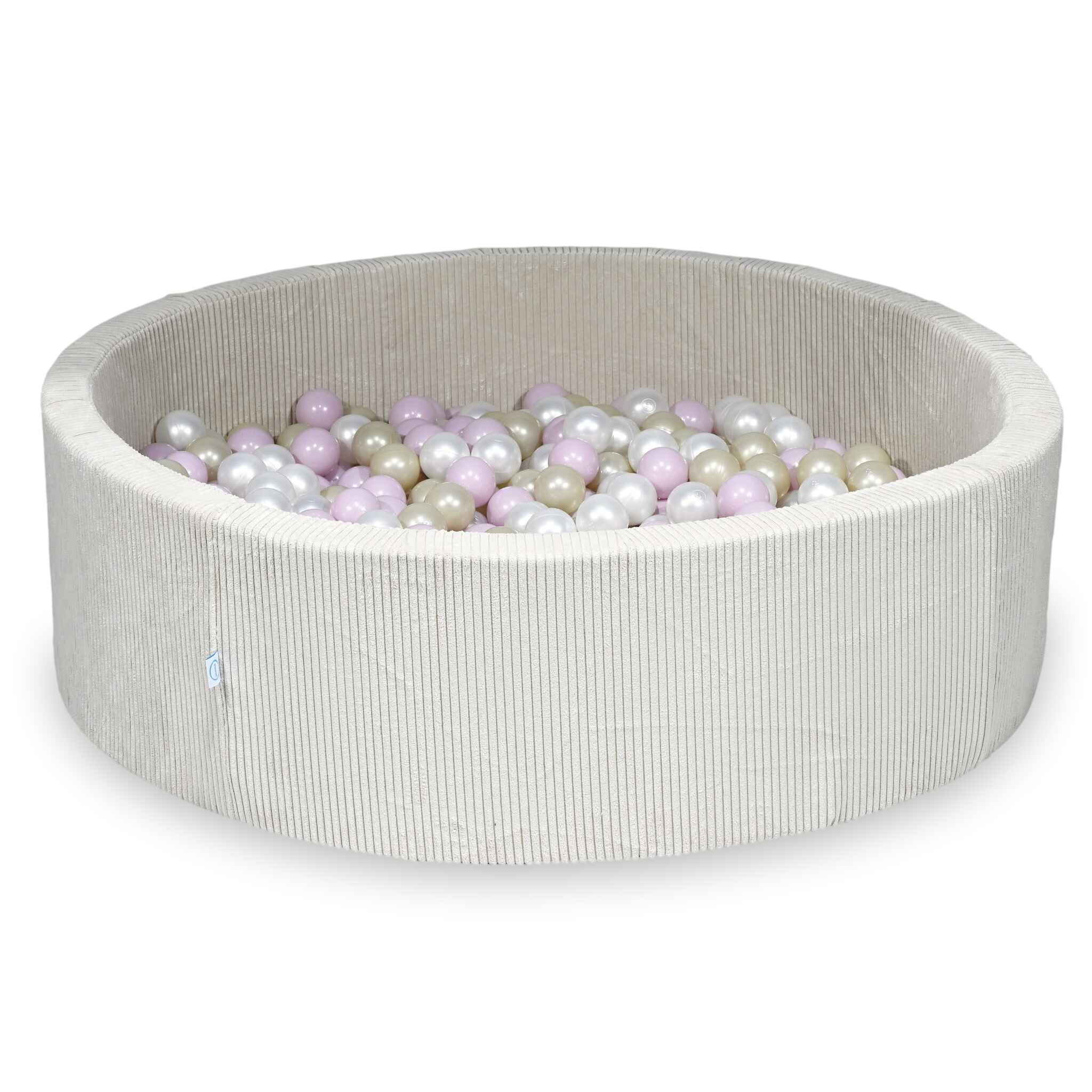 Ball pit with balls 130 × 40 cm corduroy beige with 700 balls