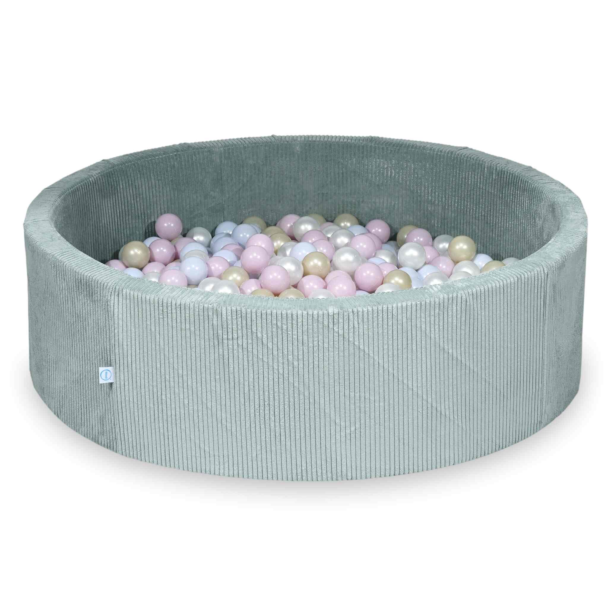 Ball pit with balls 130 × 40 cm corduroy light mint with 700 balls