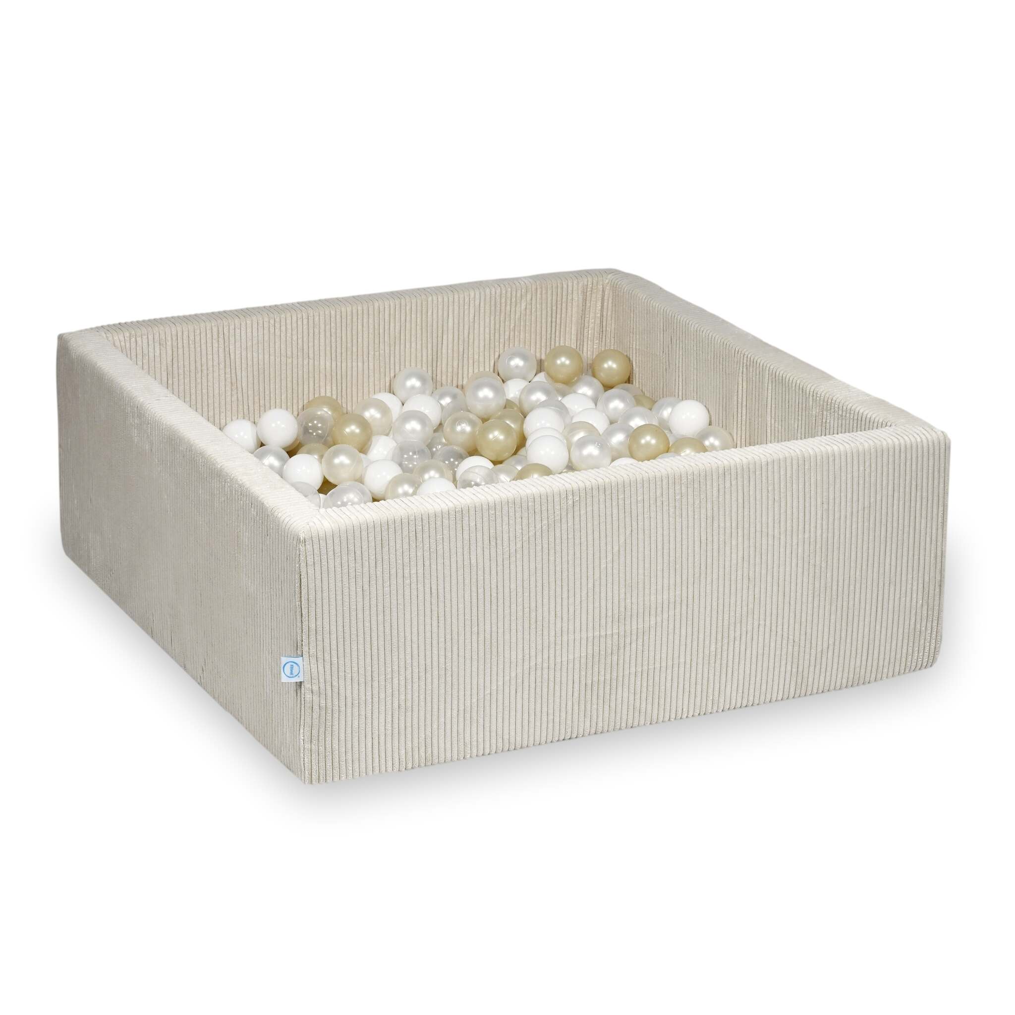 Square ball pit with balls 110 × 110 × 40 cm corduroy beige + 600 balls