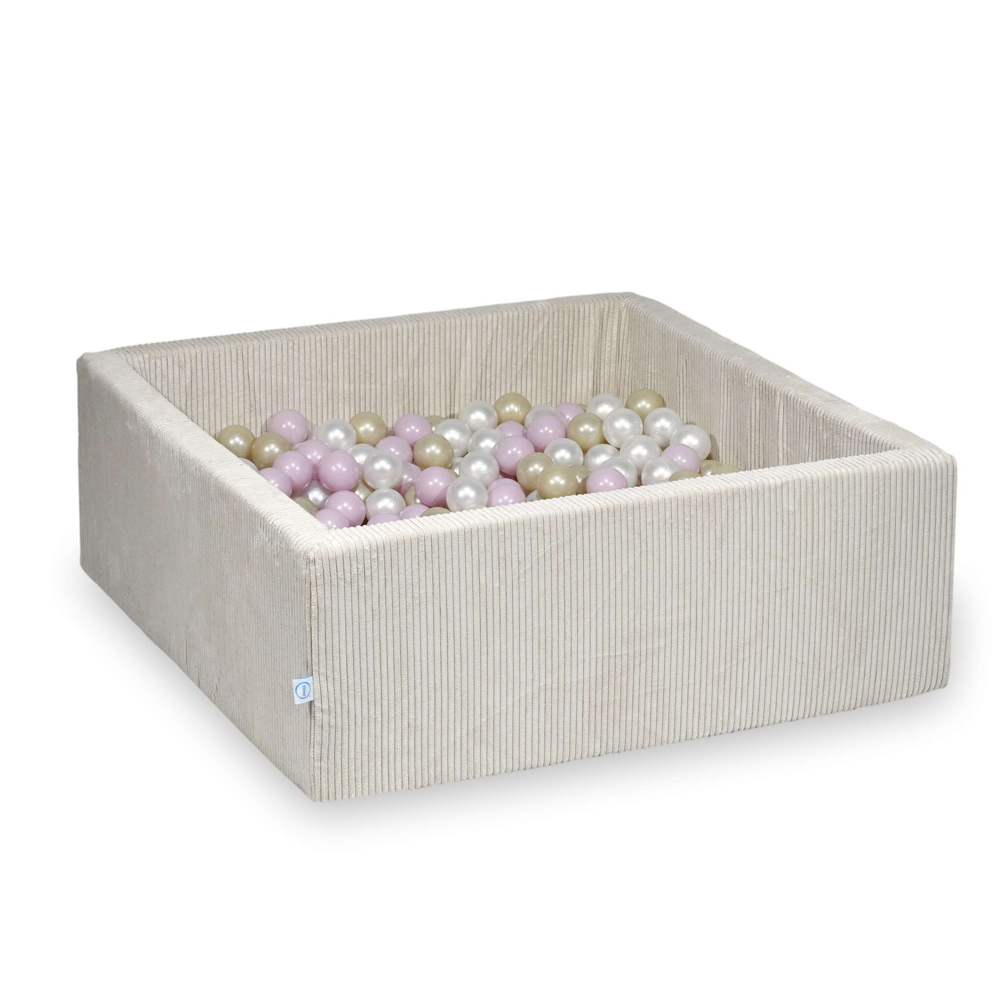 Square ball pit with balls 110 × 110 × 40 cm corduroy beige + 600 balls