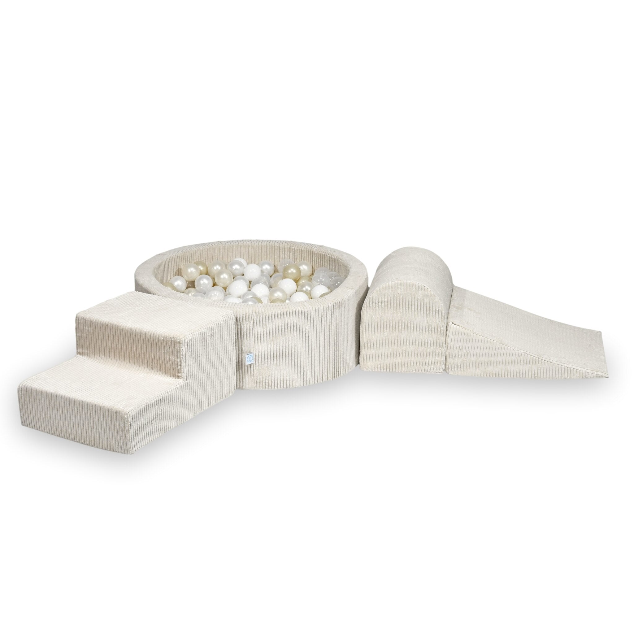Piankowy plac zabaw z okrągłym basenem 90x30 cm sztruks beżowy + 200 piłek