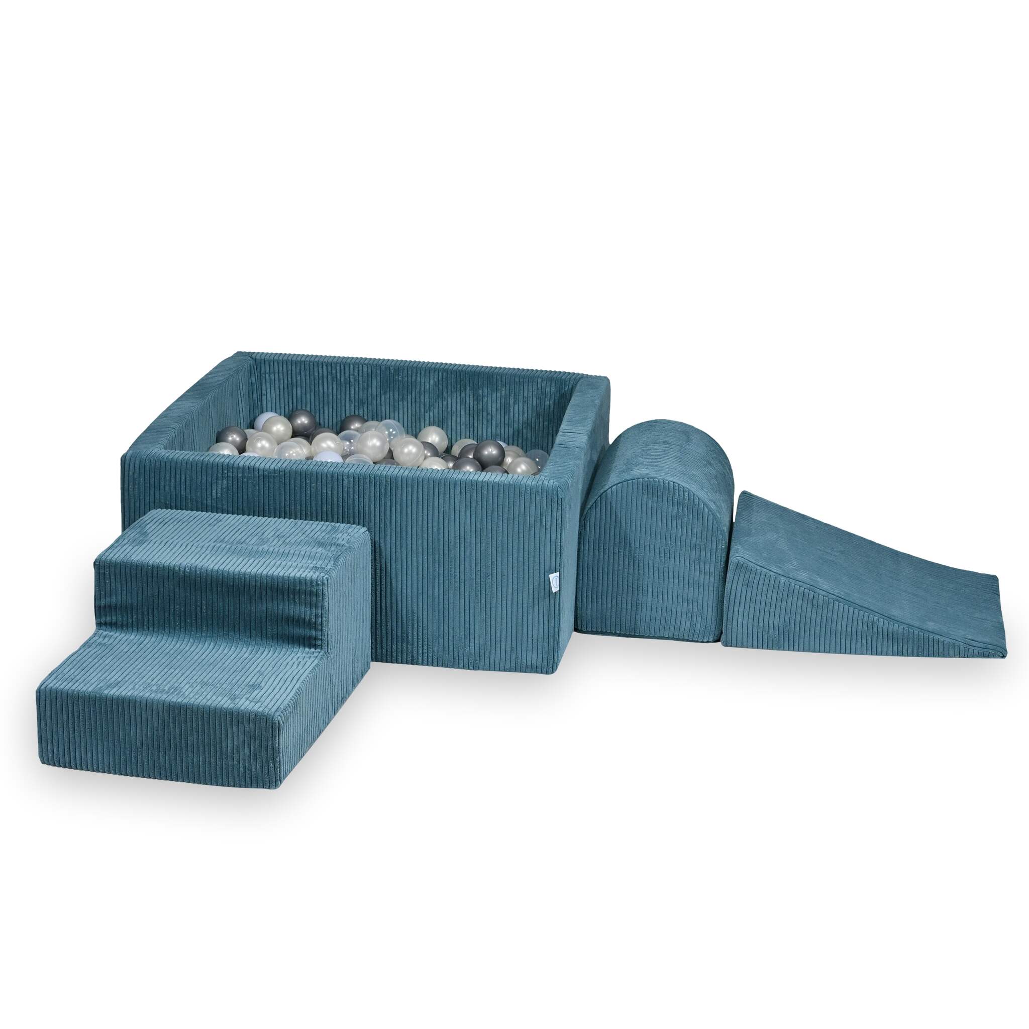 Foam play set with square ball pit corduroy blue + 400 balls