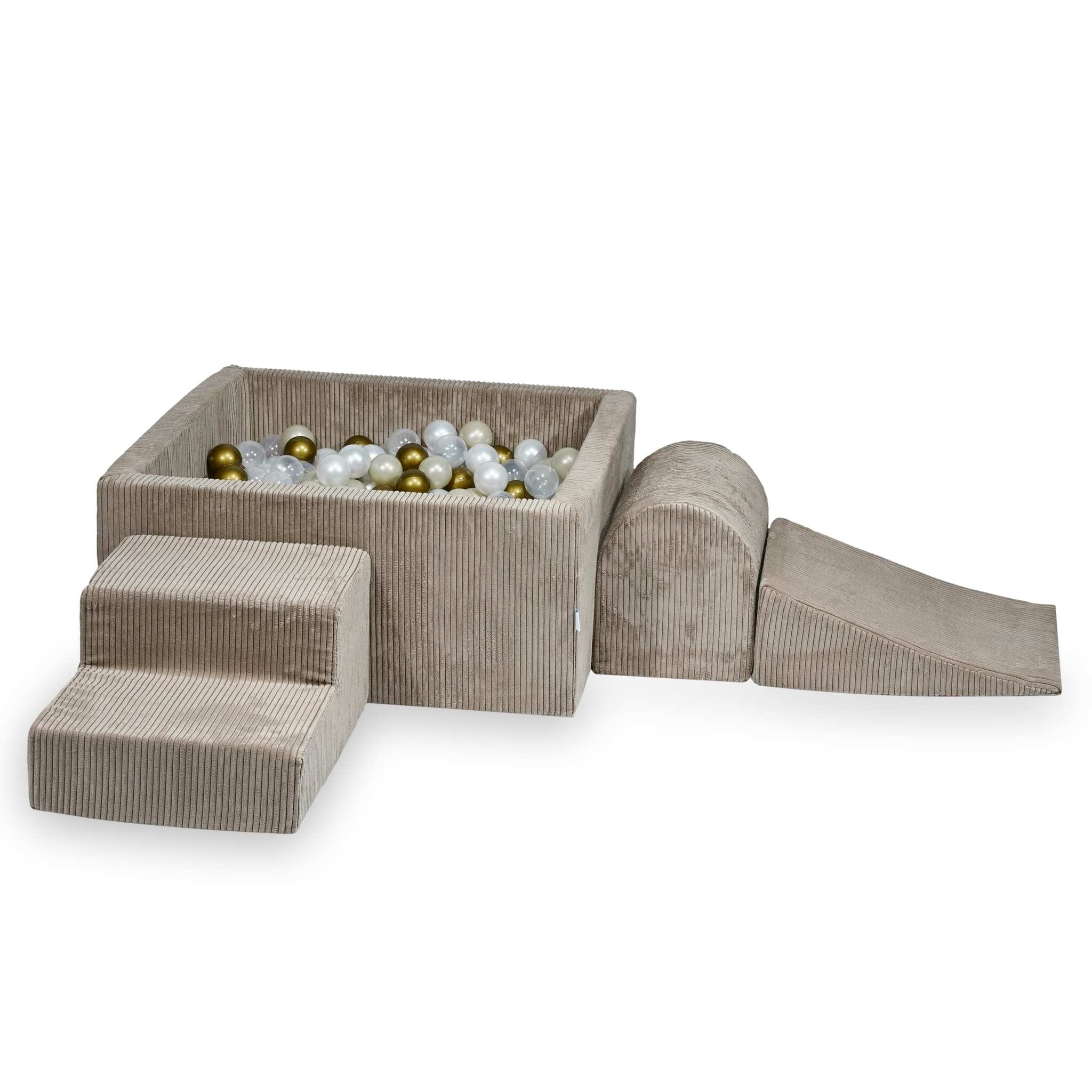 Piankowy plac zabaw z kwadratowym basenem 90x90x40 sztruks toffee + 400 piłek