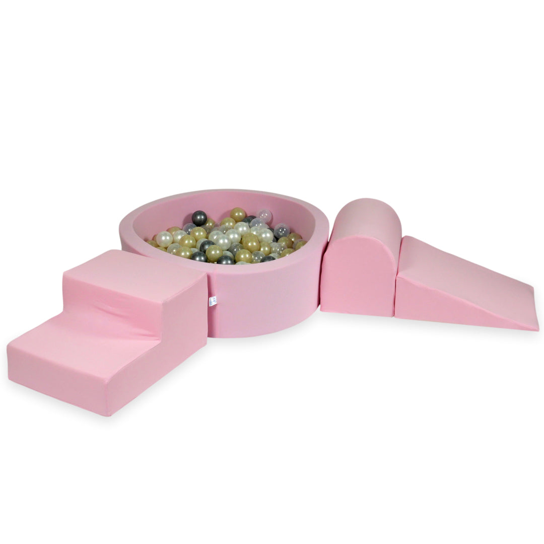 Mimii Schaumstoff-Spielset mit rundem Bällebad 90 × 30 cm in Puderrosa – mit 200 Bällen