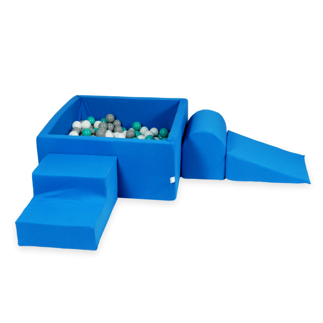 Piankowy plac zabaw z kwadratowym basenem 90x90x40 niebieski + 400 piłek