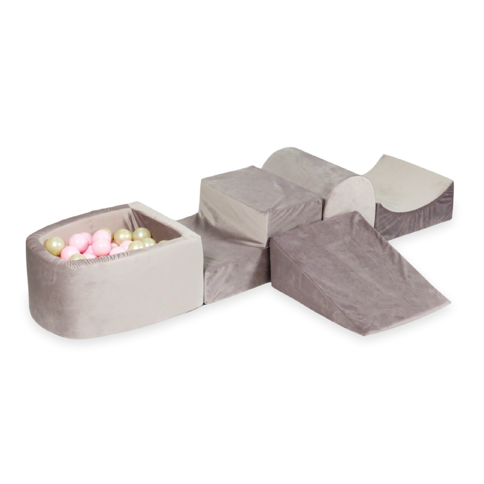 Piankowy plac zabaw z górką i basenem micro velvet lila + 100 piłek