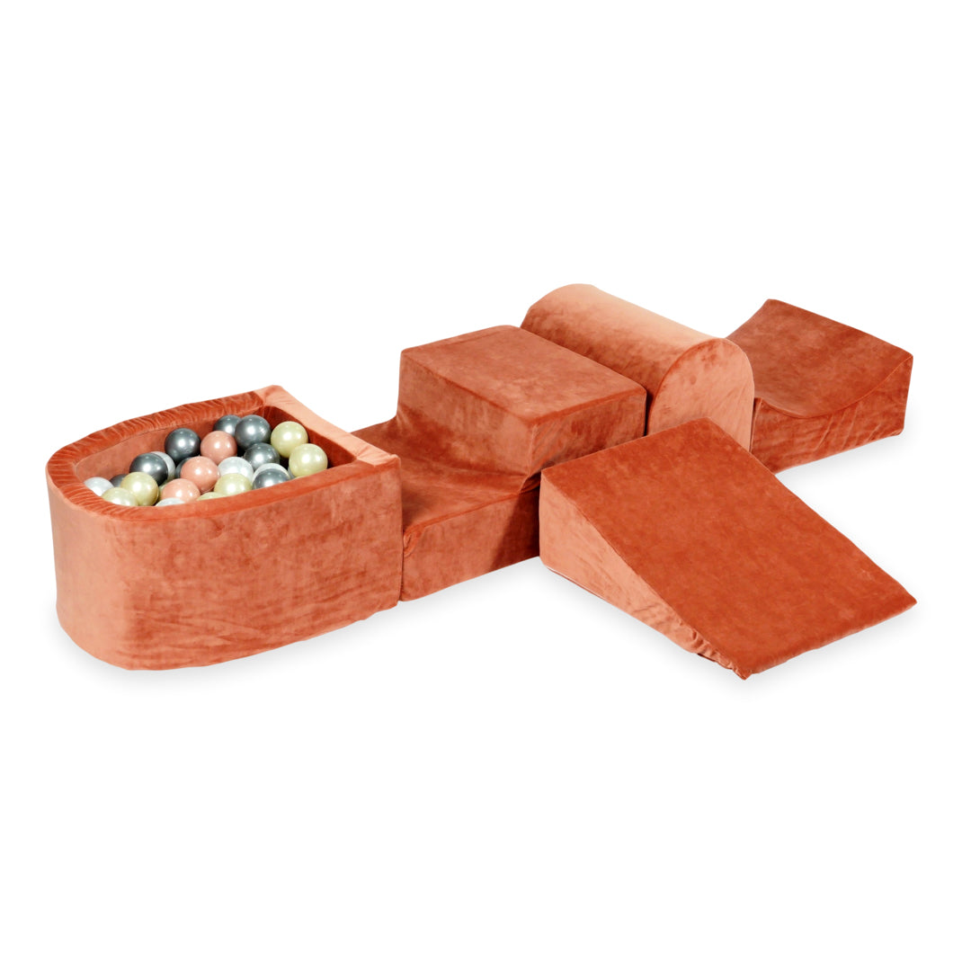 Piankowy plac zabaw z górką i basenem micro Velvet Soft Canyon Clay + 100 piłek