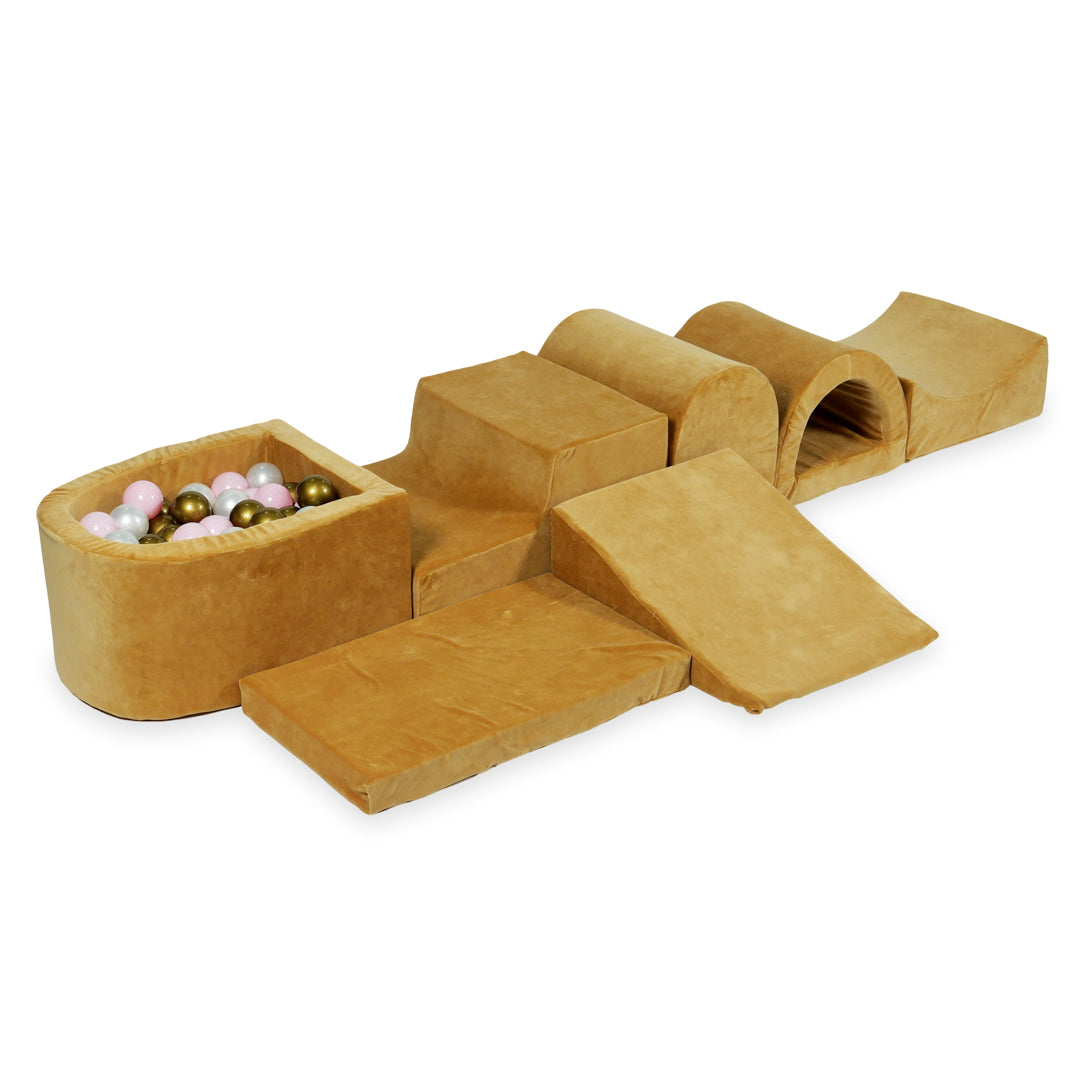 Największy piankowy plac zabaw z basenem micro Velvet Soft Carmel + 100 piłek