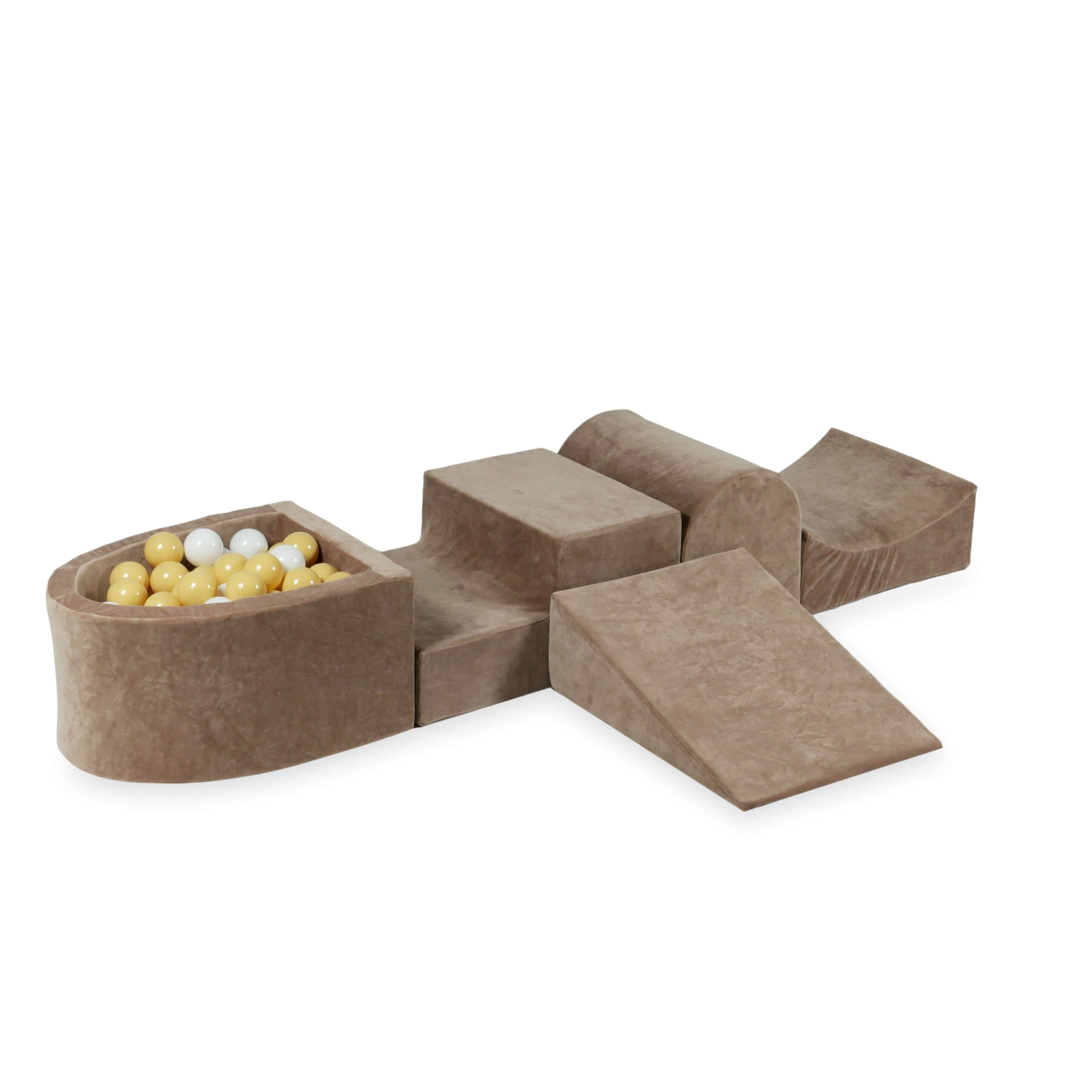 Piankowy plac zabaw z górką i basenem micro Velvet Soft brązowy + 100 piłek