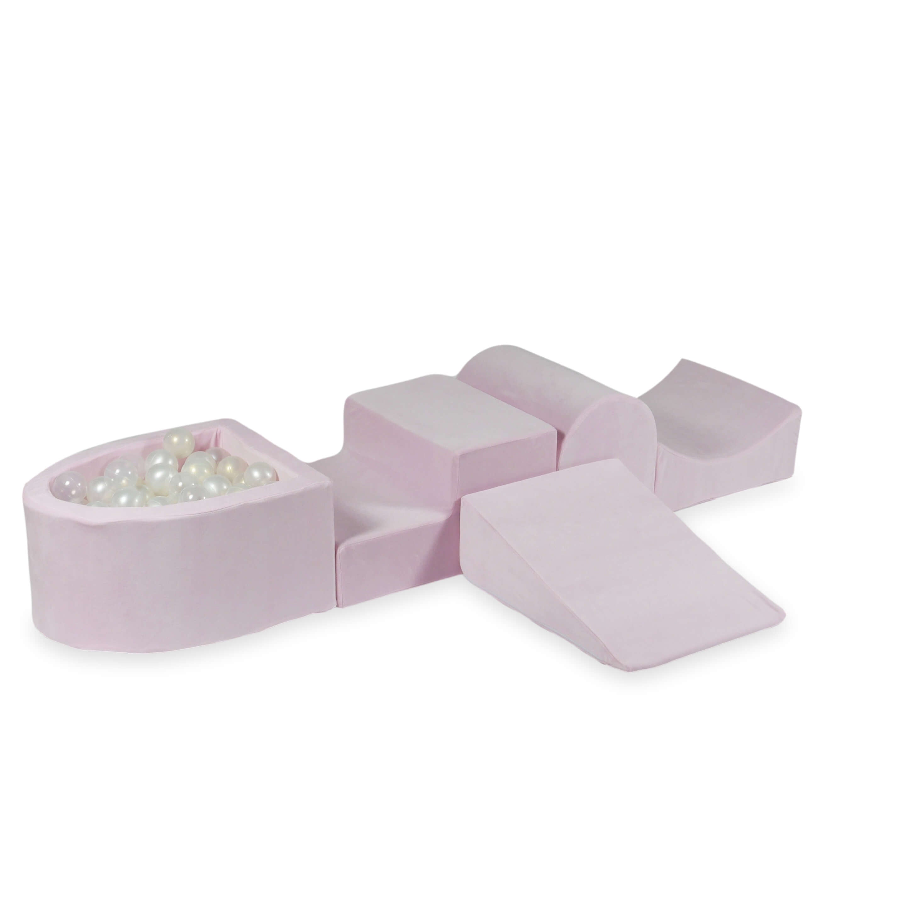 Piankowy plac zabaw z górką i basenem micro Velvet Soft jasnoróżowy + 100 piłek