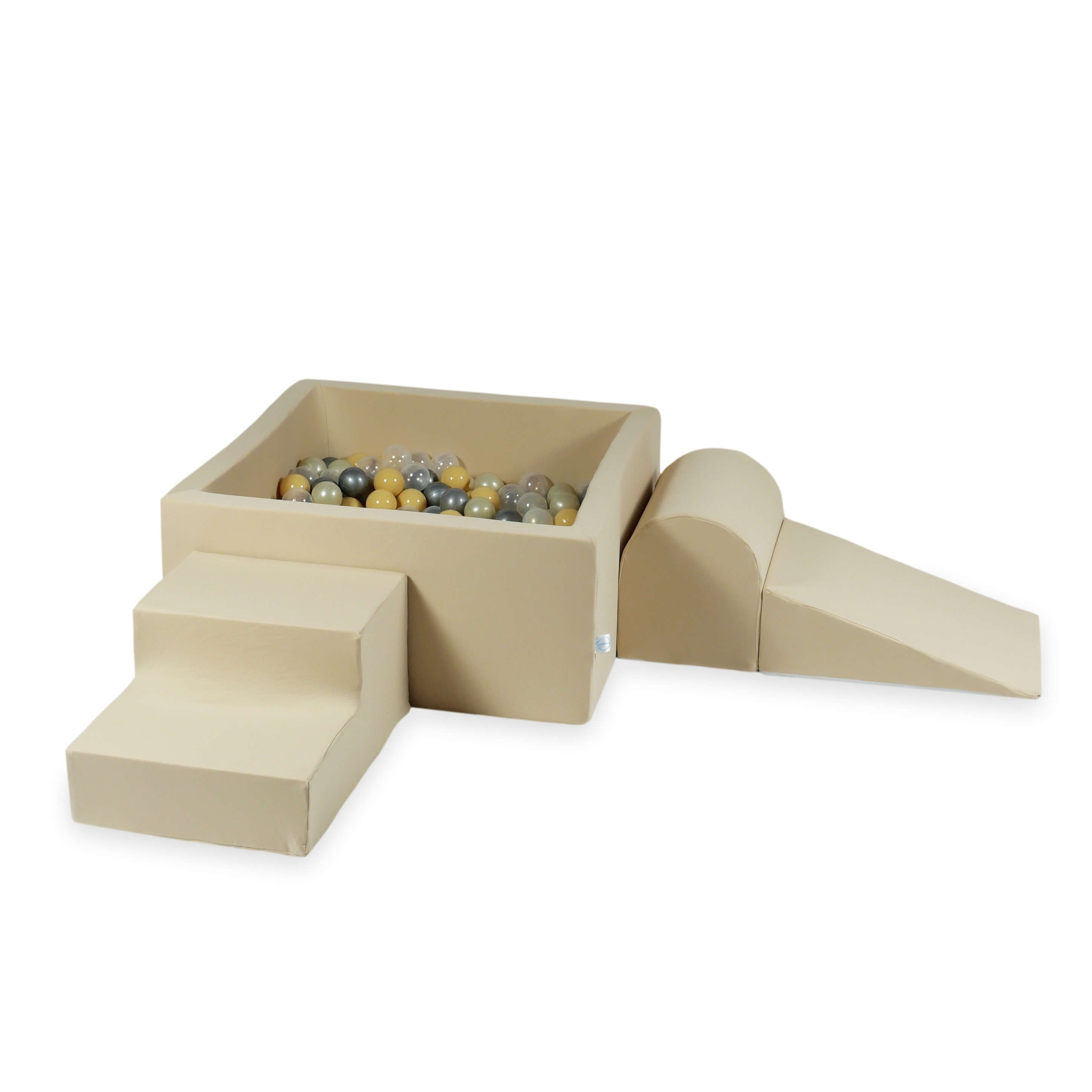 Piankowy plac zabaw z kwadratowym basenem 90x90x40 beżowy + 400 piłek