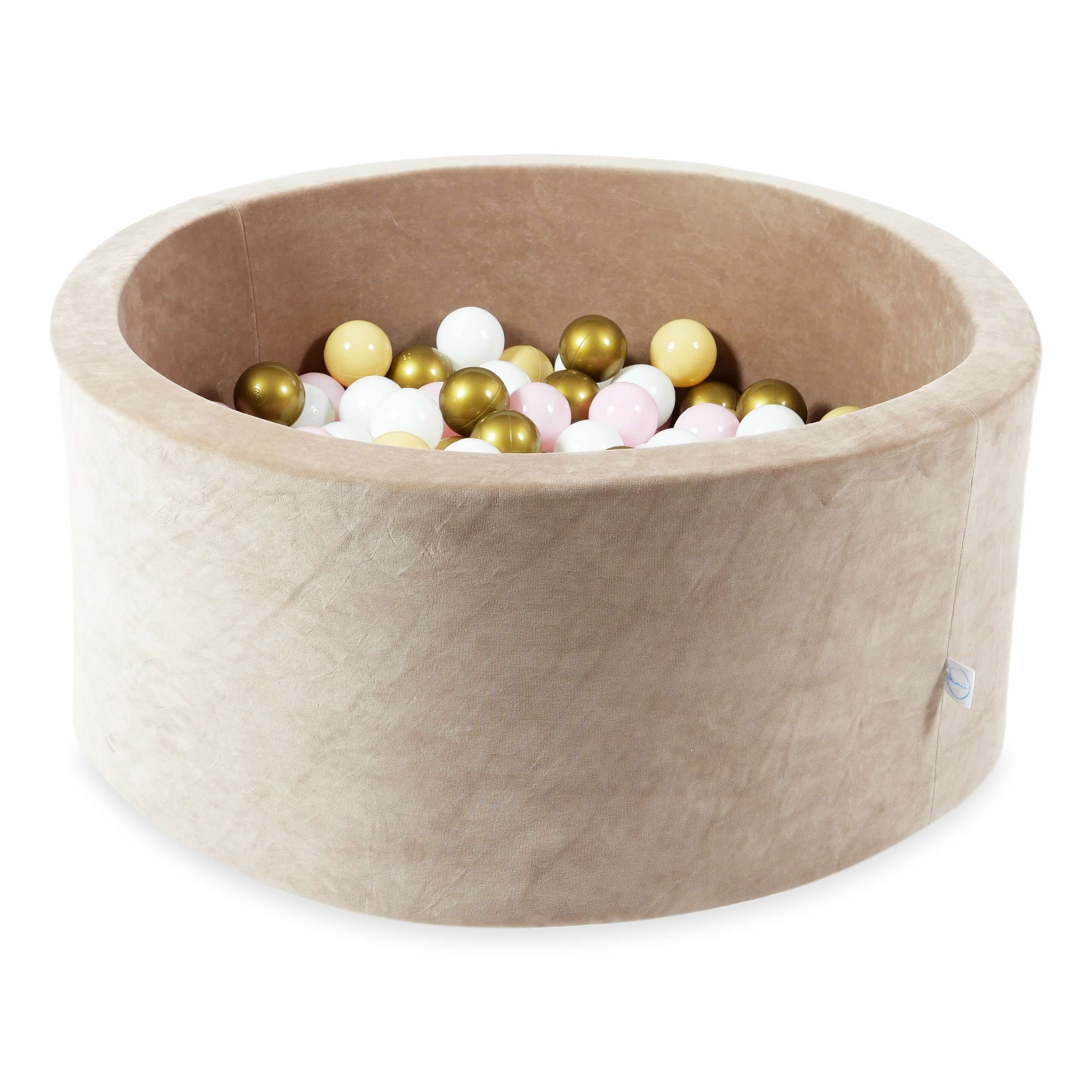 Ball pit with balls 90 × 40 cm Velvet Soft brown with 300 balls