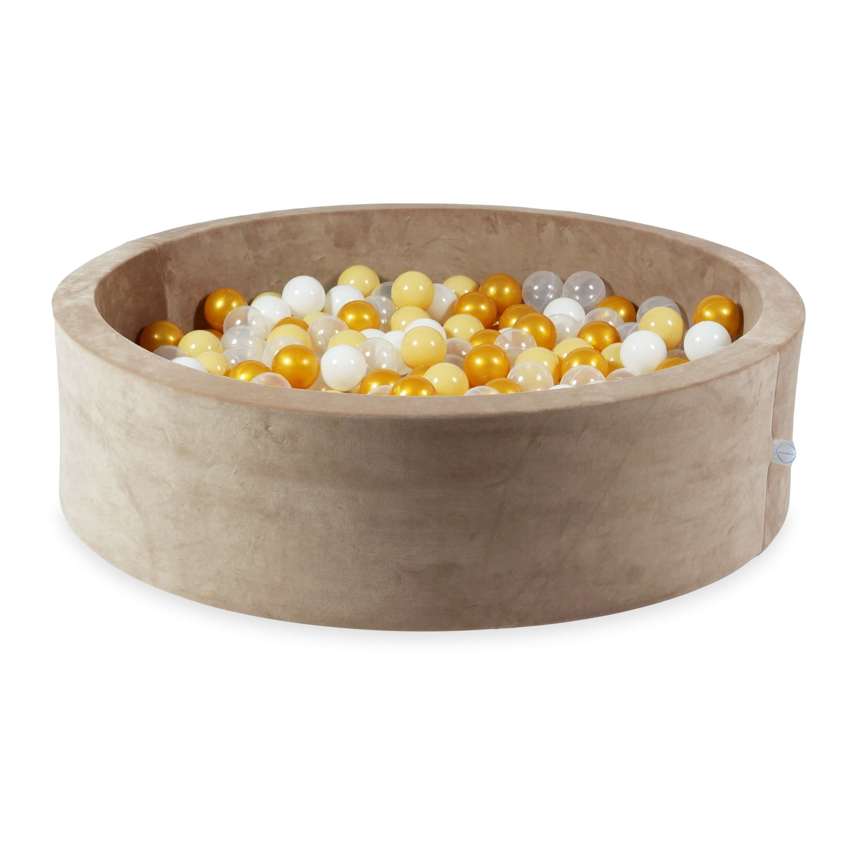 Mimii Bällebad aus Velvet Soft in Braun – rund, 110 × 30 cm, mit 400 Bällen