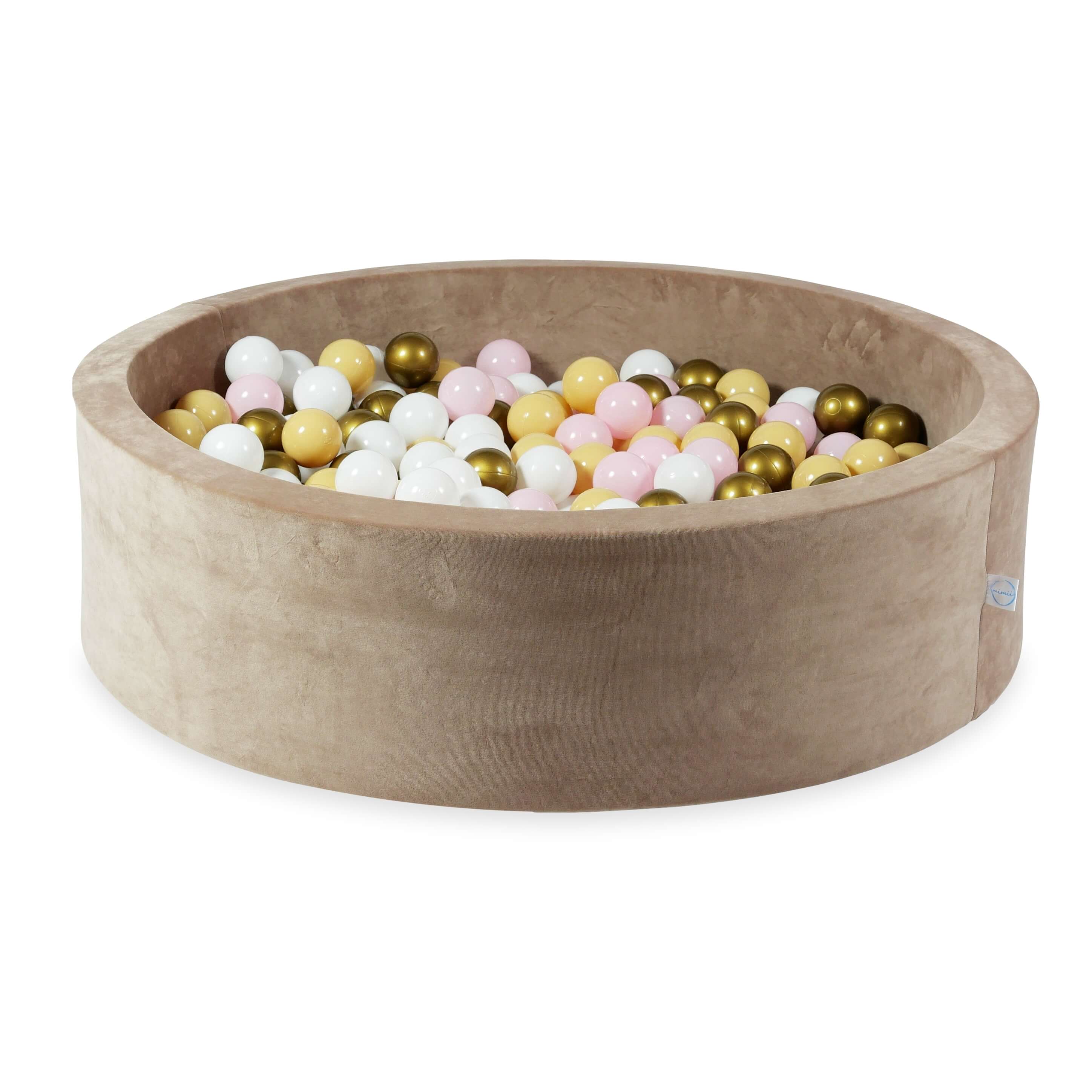 Ball pit with balls 110 × 30 cm Velvet Soft brown with 400 balls
