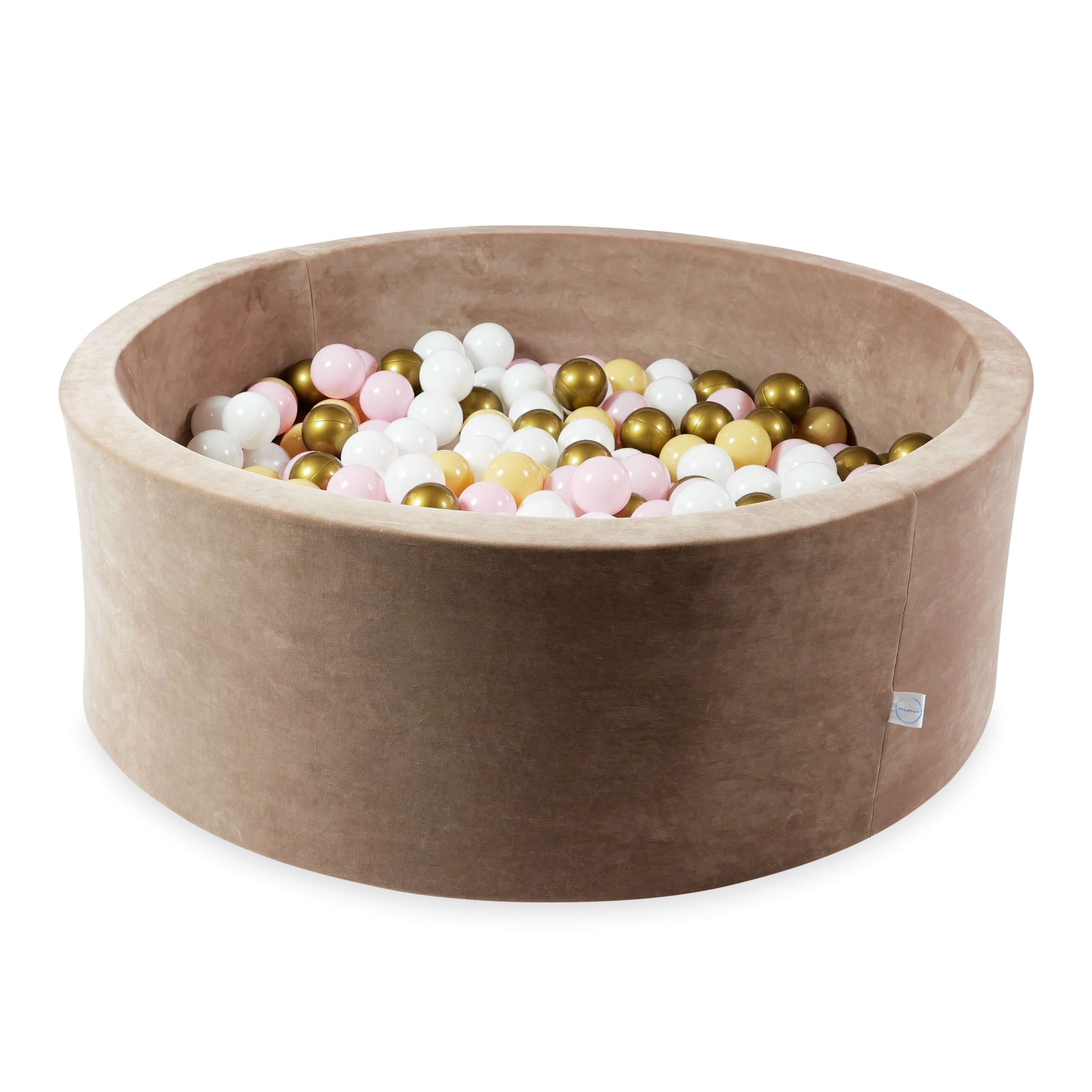 Ball pit with balls 110 × 40 cm Velvet Soft brown with 500 balls