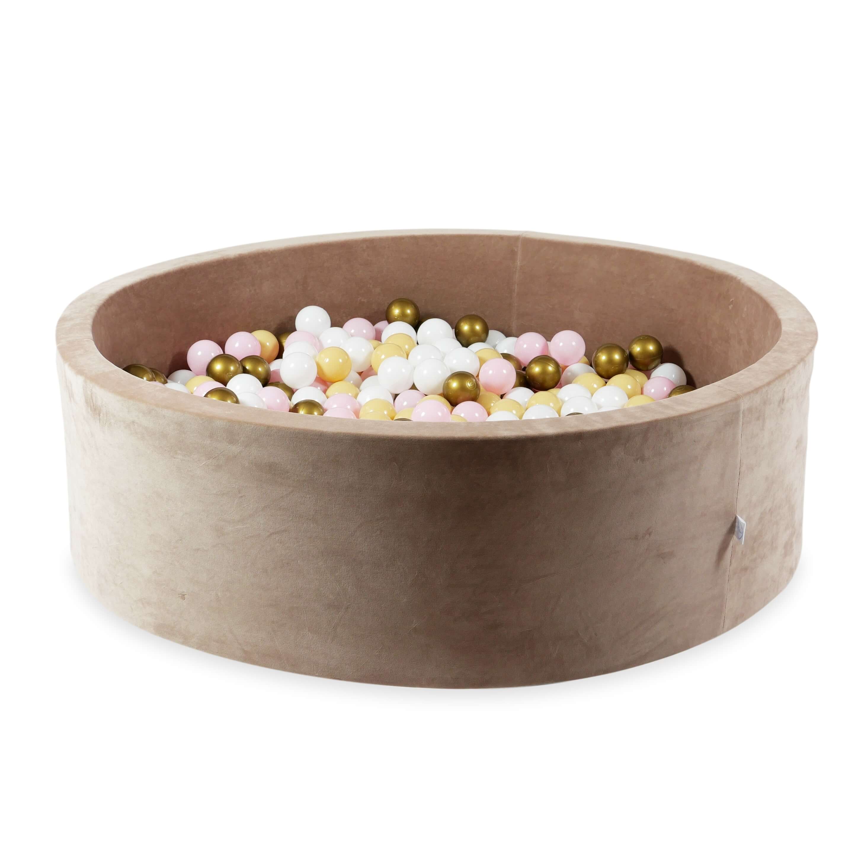 Ball pit with balls 130 × 40 cm Velvet Soft brown with 700 balls