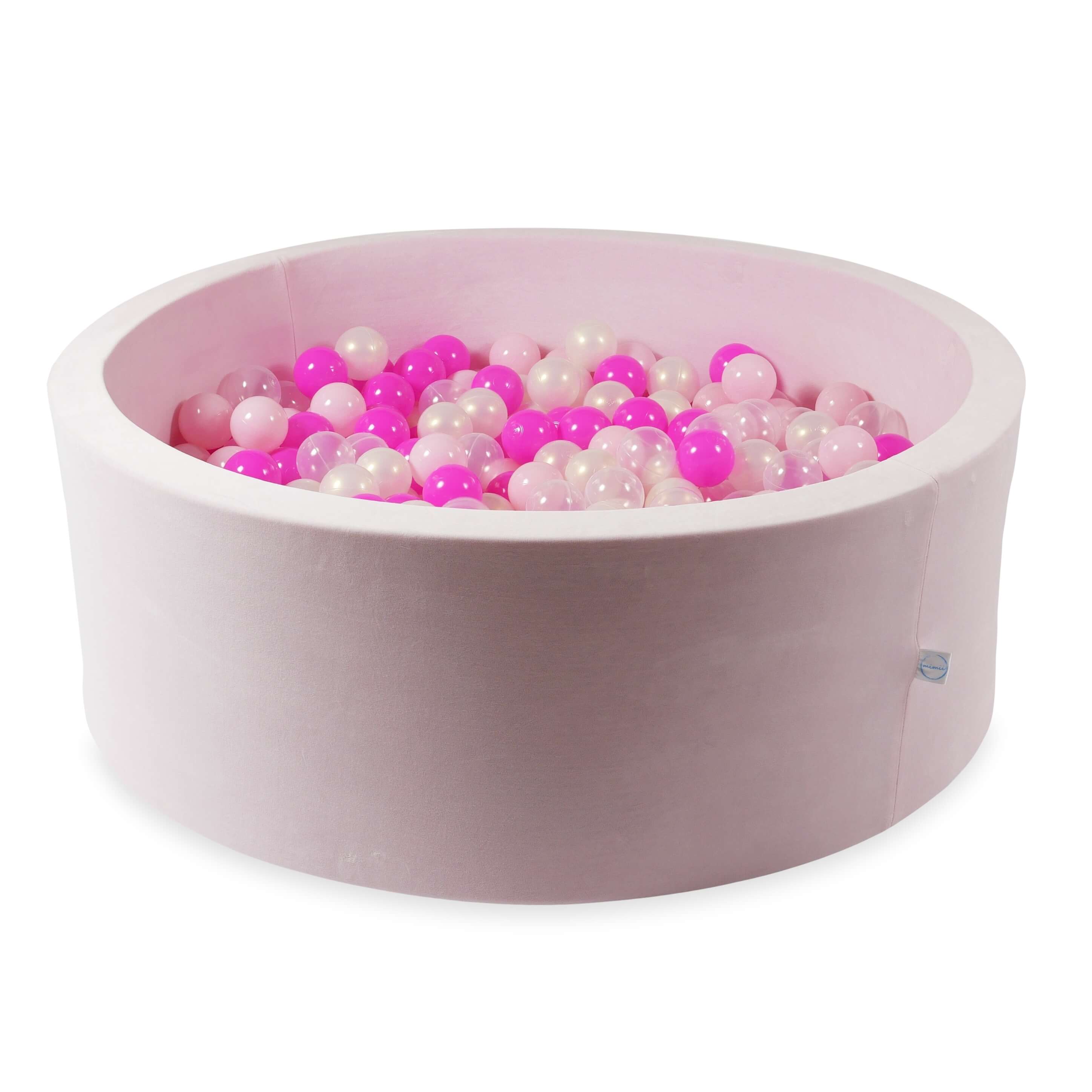 Ball pit with balls 110 × 40 cm Velvet Soft light pink with 500 balls