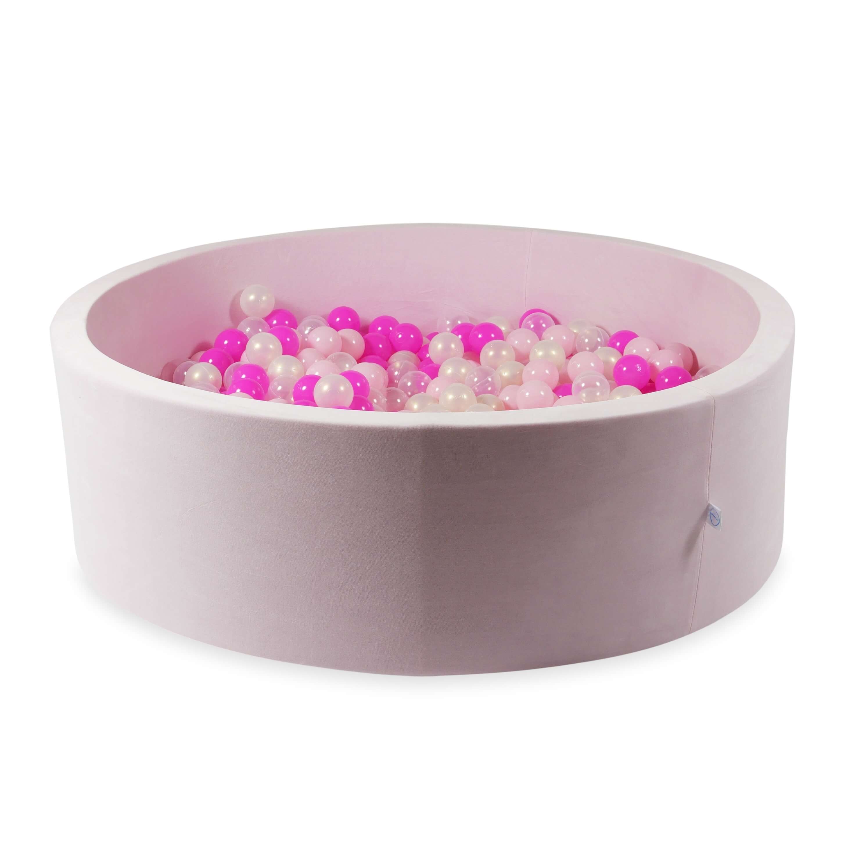 Ball pit with balls 130 × 40 cm Velvet Soft light pink with 700 balls