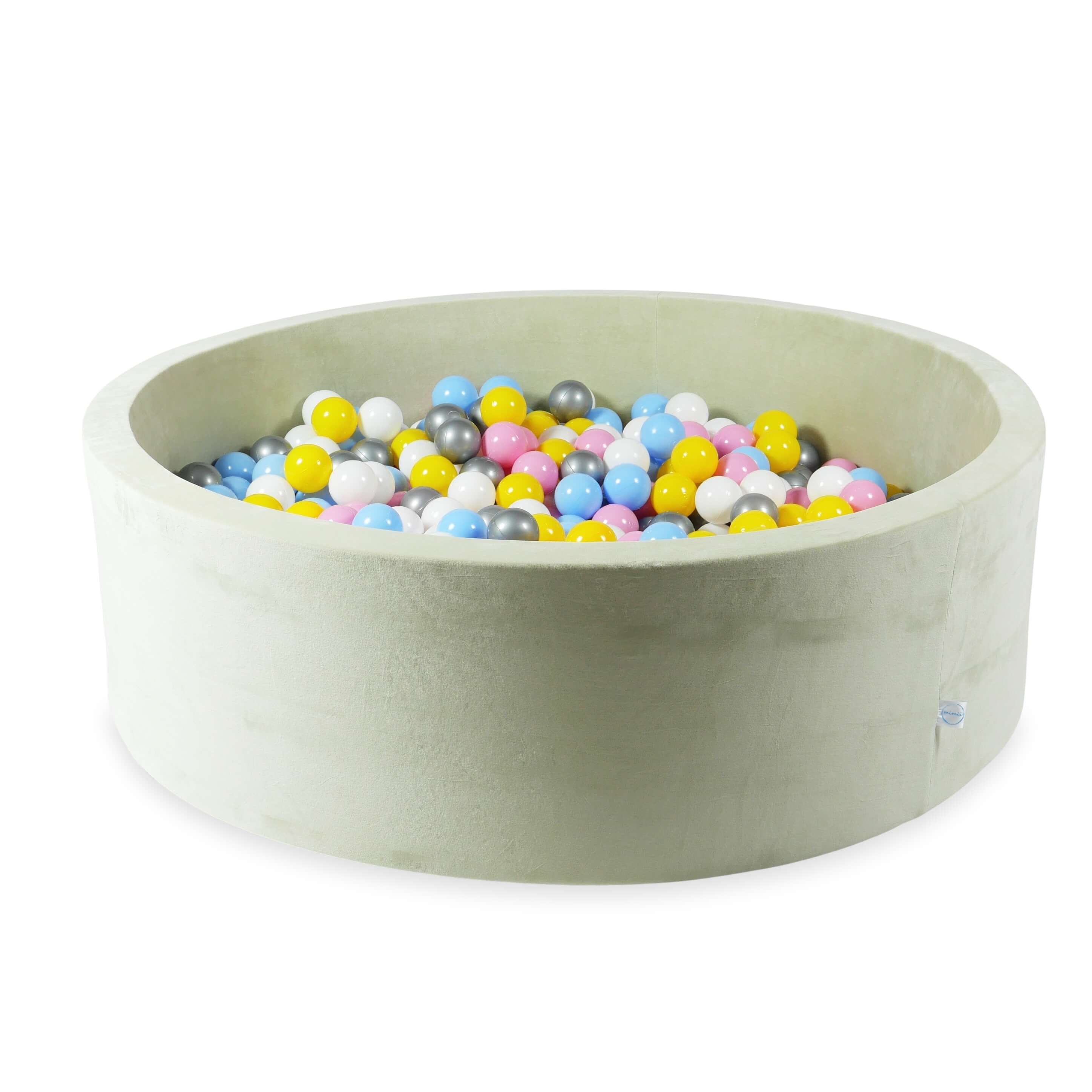 Ball pit with balls 130 × 40 cm Velvet Soft pistachio with 700 balls
