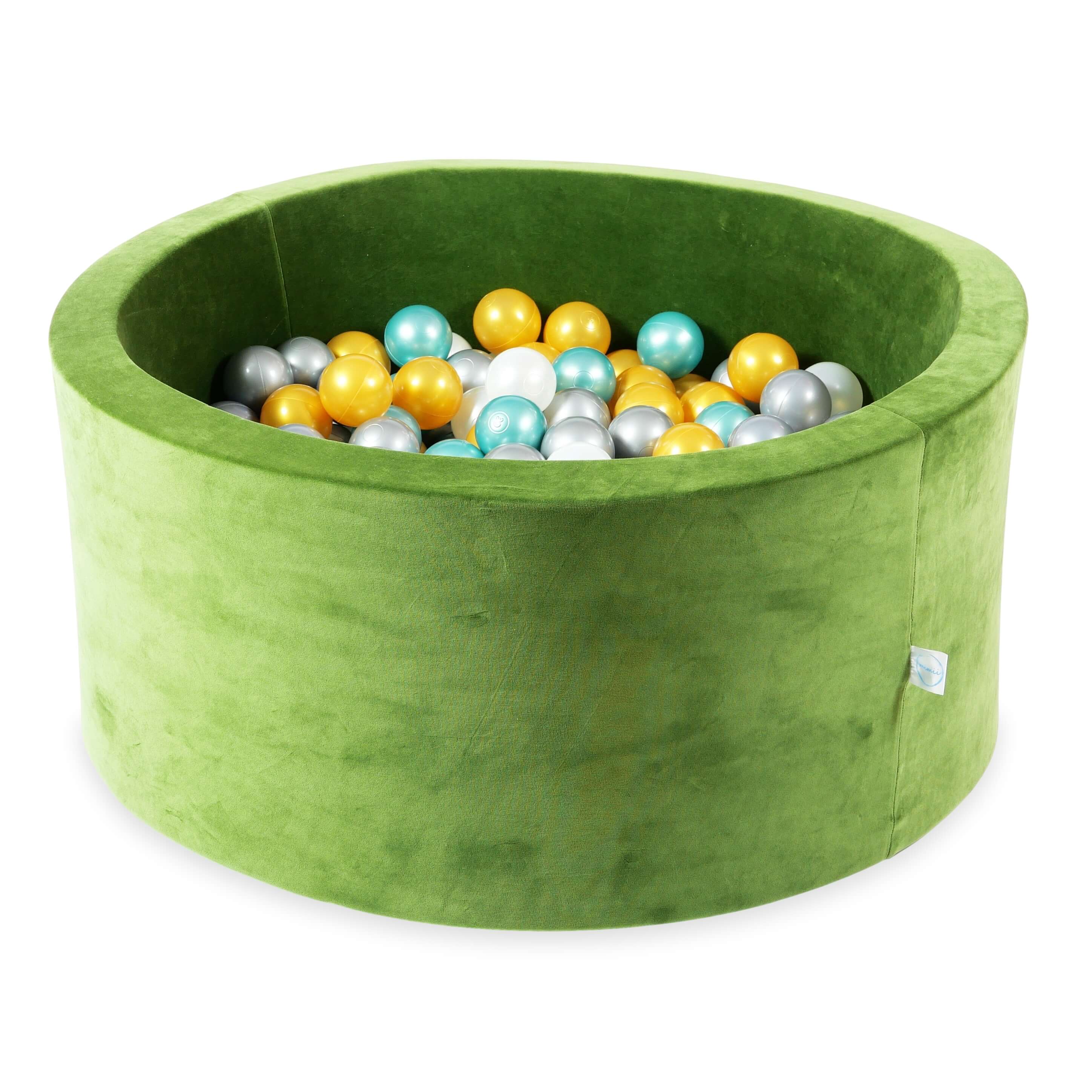 Ball pit with balls 90 × 40 cm Velvet Soft olive with 300 balls