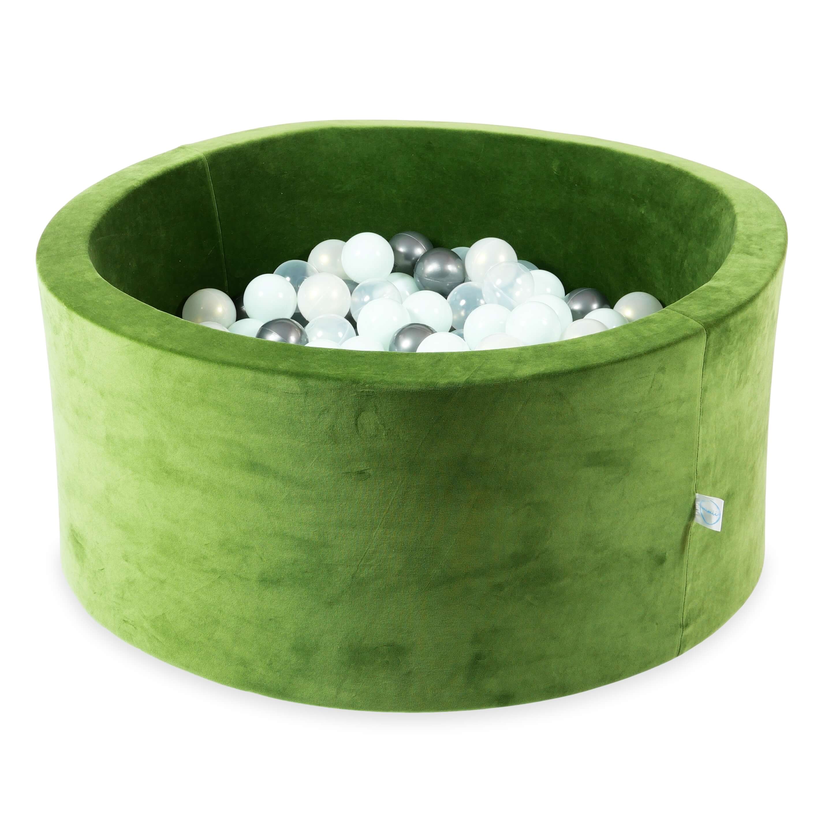 Ball pit with balls 90 × 40 cm Velvet Soft olive with 300 balls