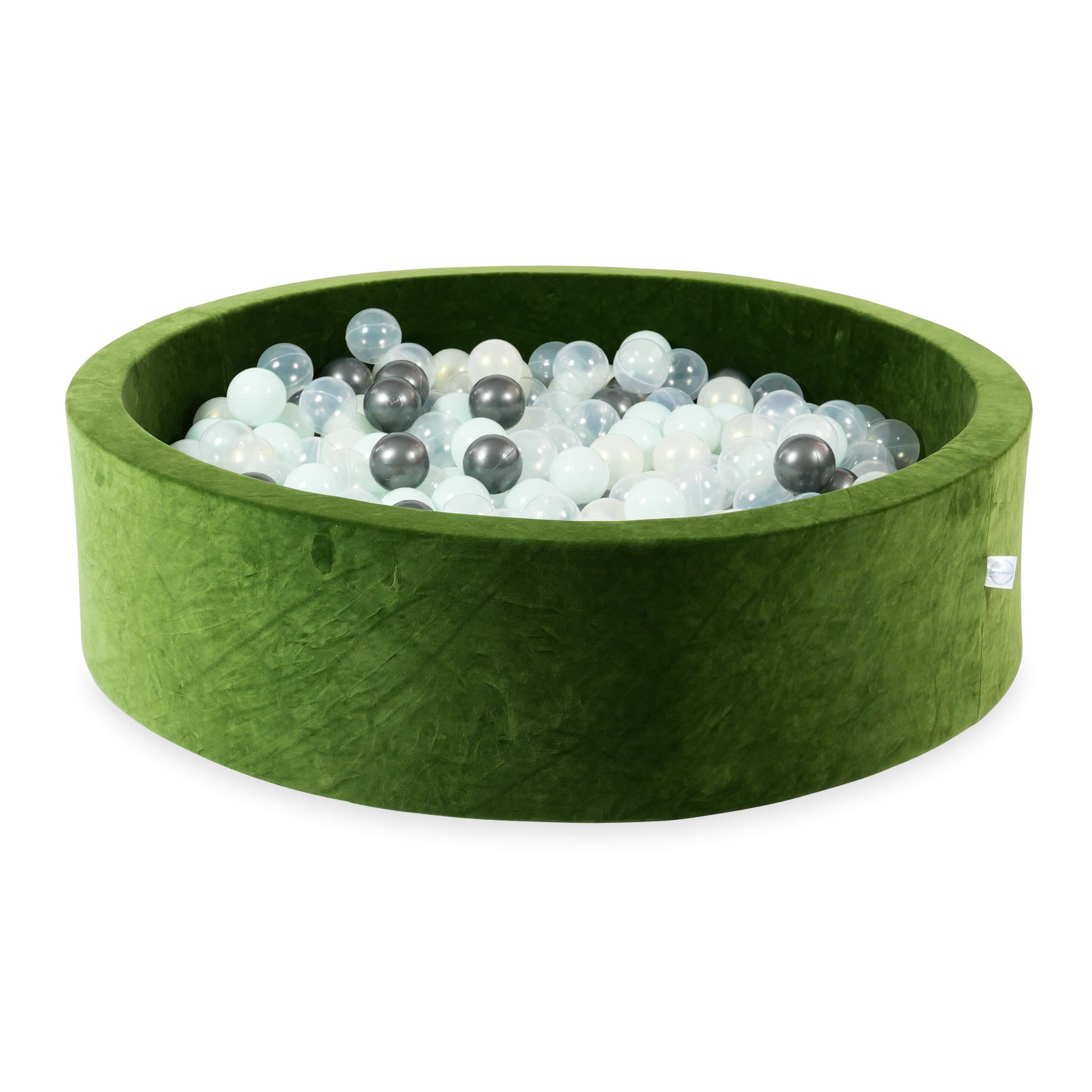 Ball pit with balls 110 × 30 cm Velvet Soft olive with 400 balls