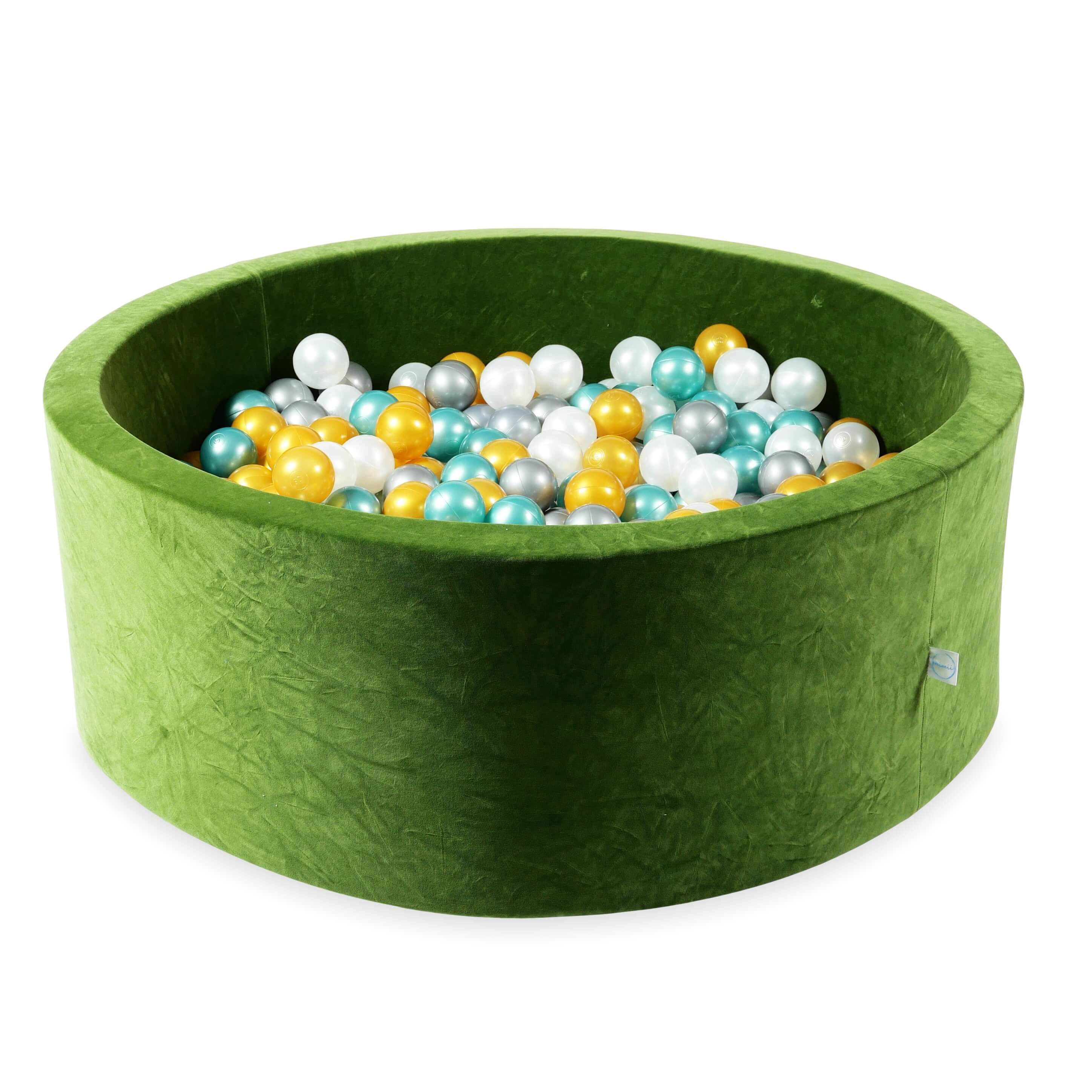 Ball pit with balls 110 × 40 cm Velvet Soft olive with 500 balls