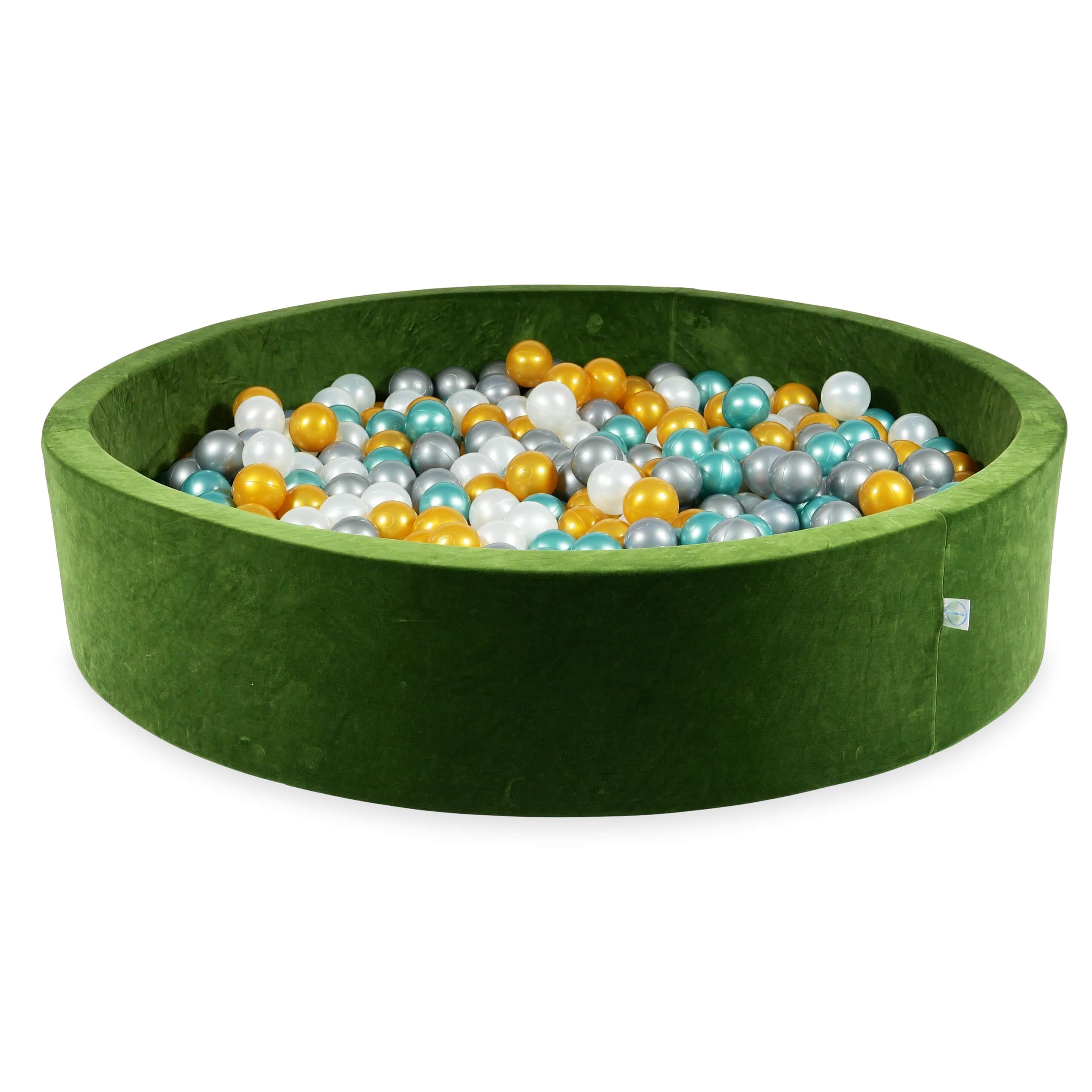 Ball pit with balls 130 × 30 cm Velvet Soft olive with 600 balls