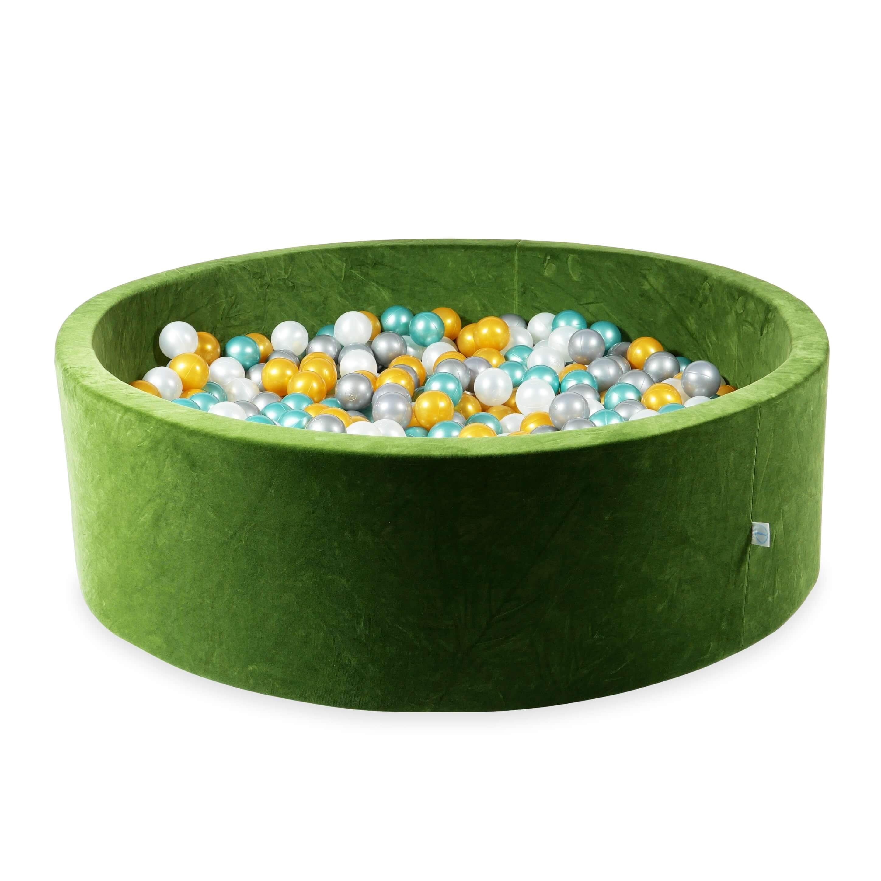 Ball pit with balls 130 × 40 cm Velvet Soft olive with 700 balls