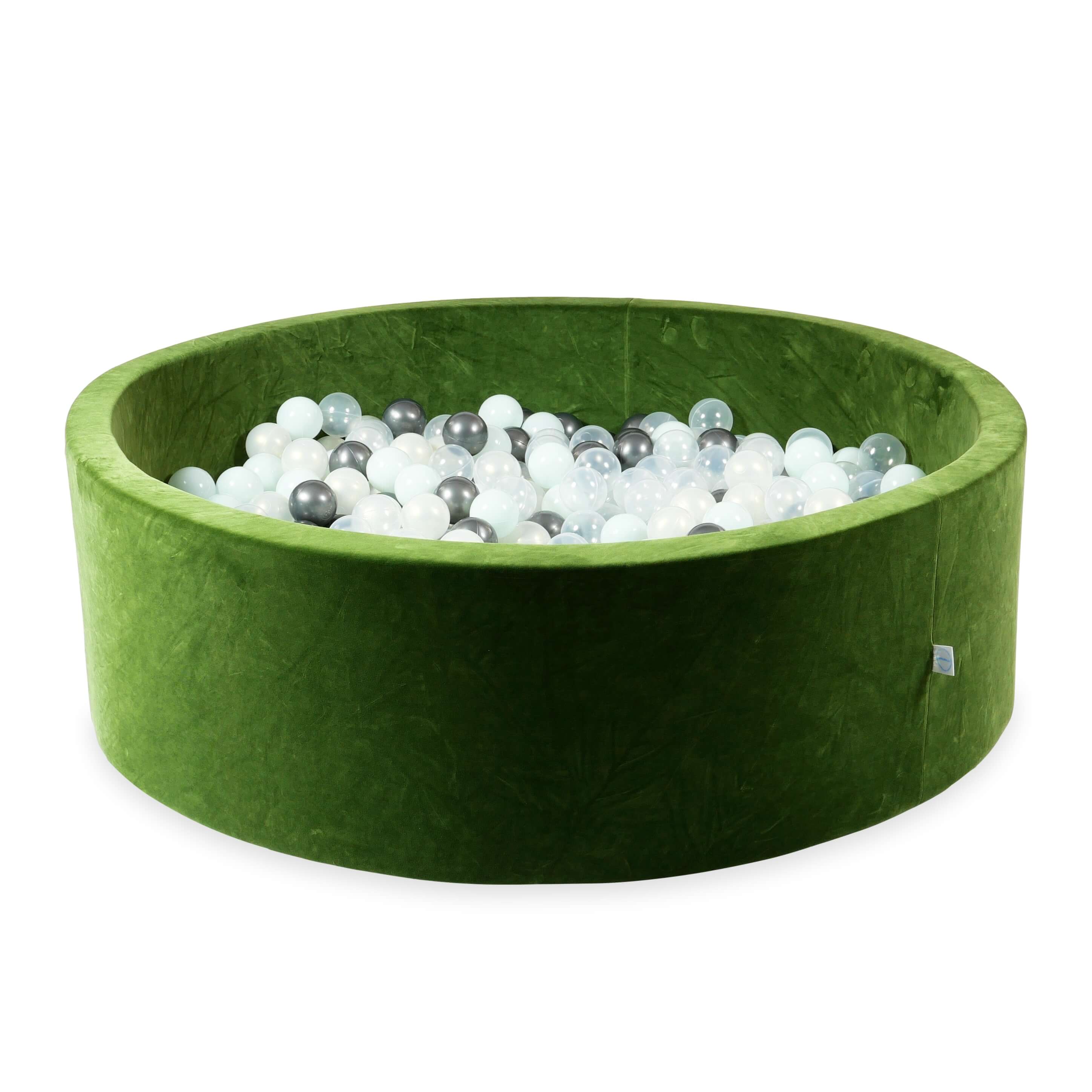 Ball pit with balls 130 × 40 cm Velvet Soft olive with 700 balls