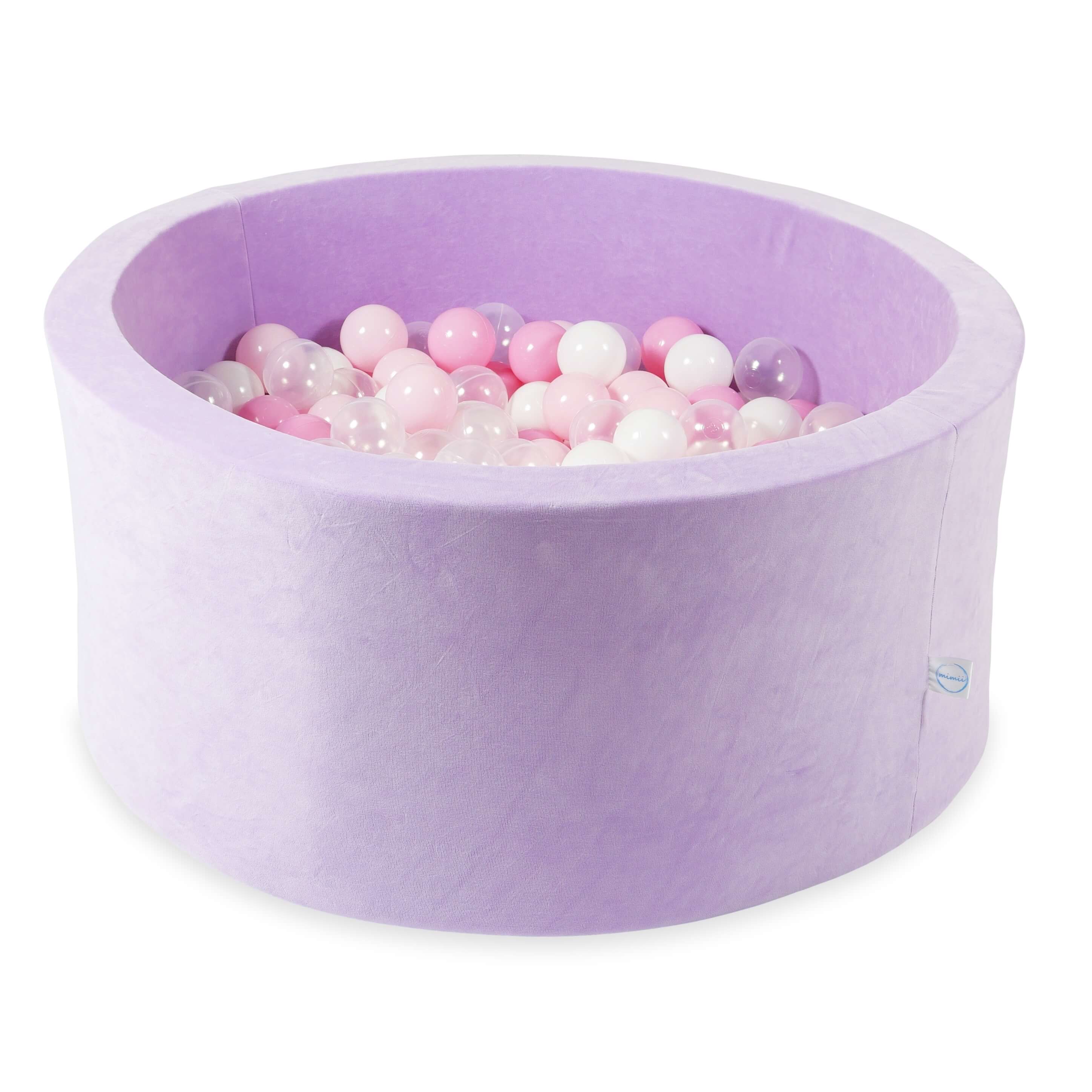 Ball pit with balls 90 × 40 cm Velvet Soft lilac with 300 balls