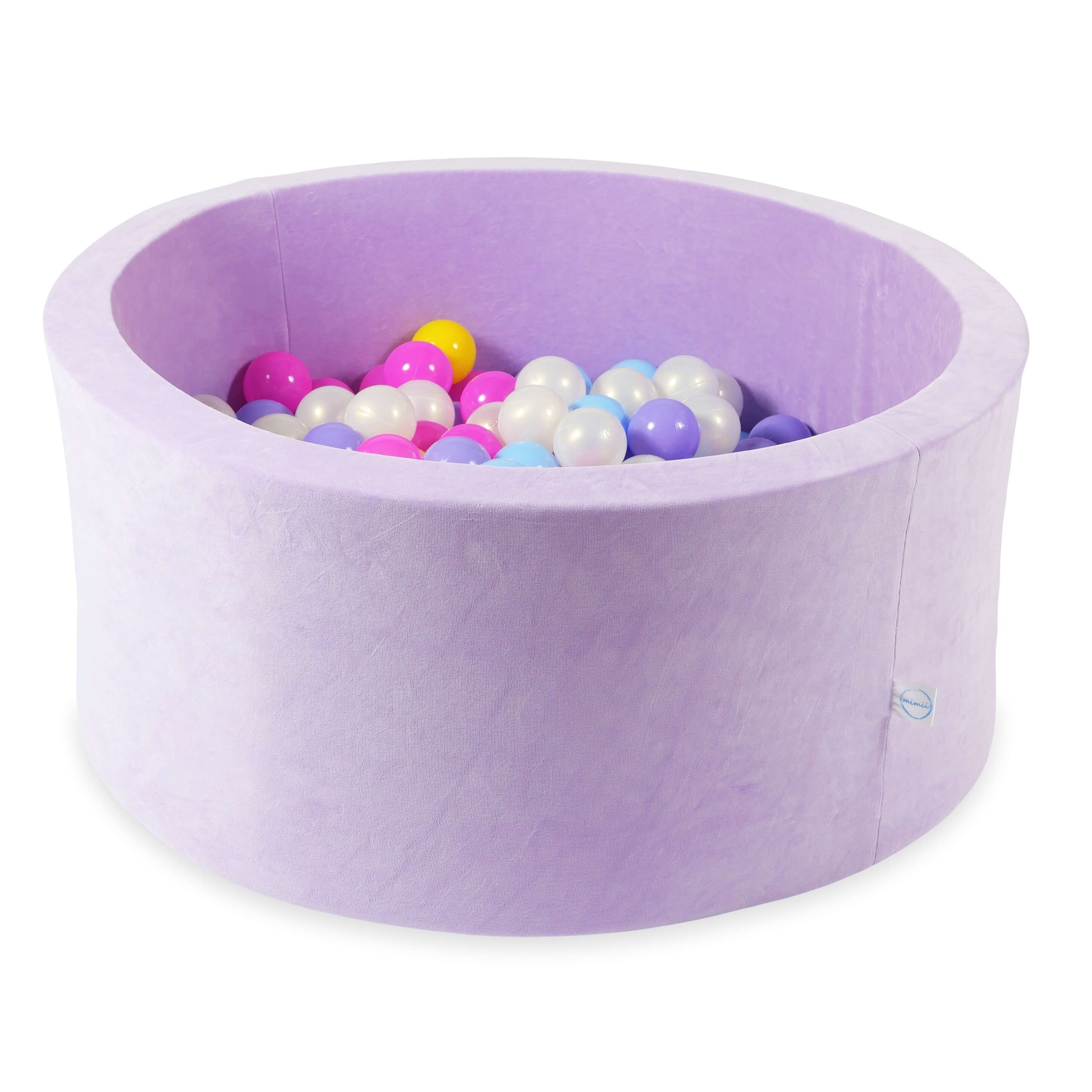 Ball pit with balls 90 × 40 cm Velvet Soft lilac with 300 balls