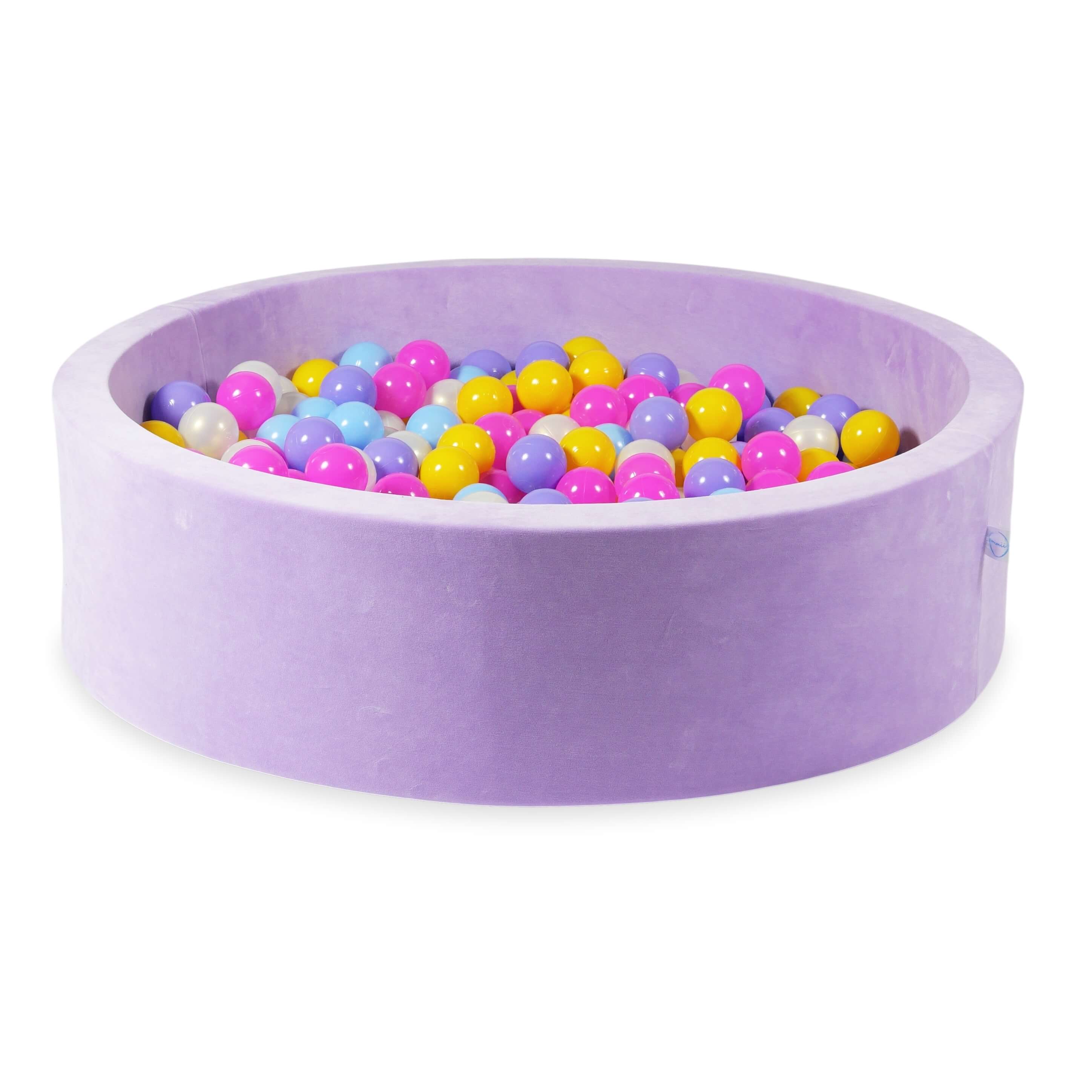 Ball pit with balls 110 × 30 cm Velvet Soft lilac with 400 balls