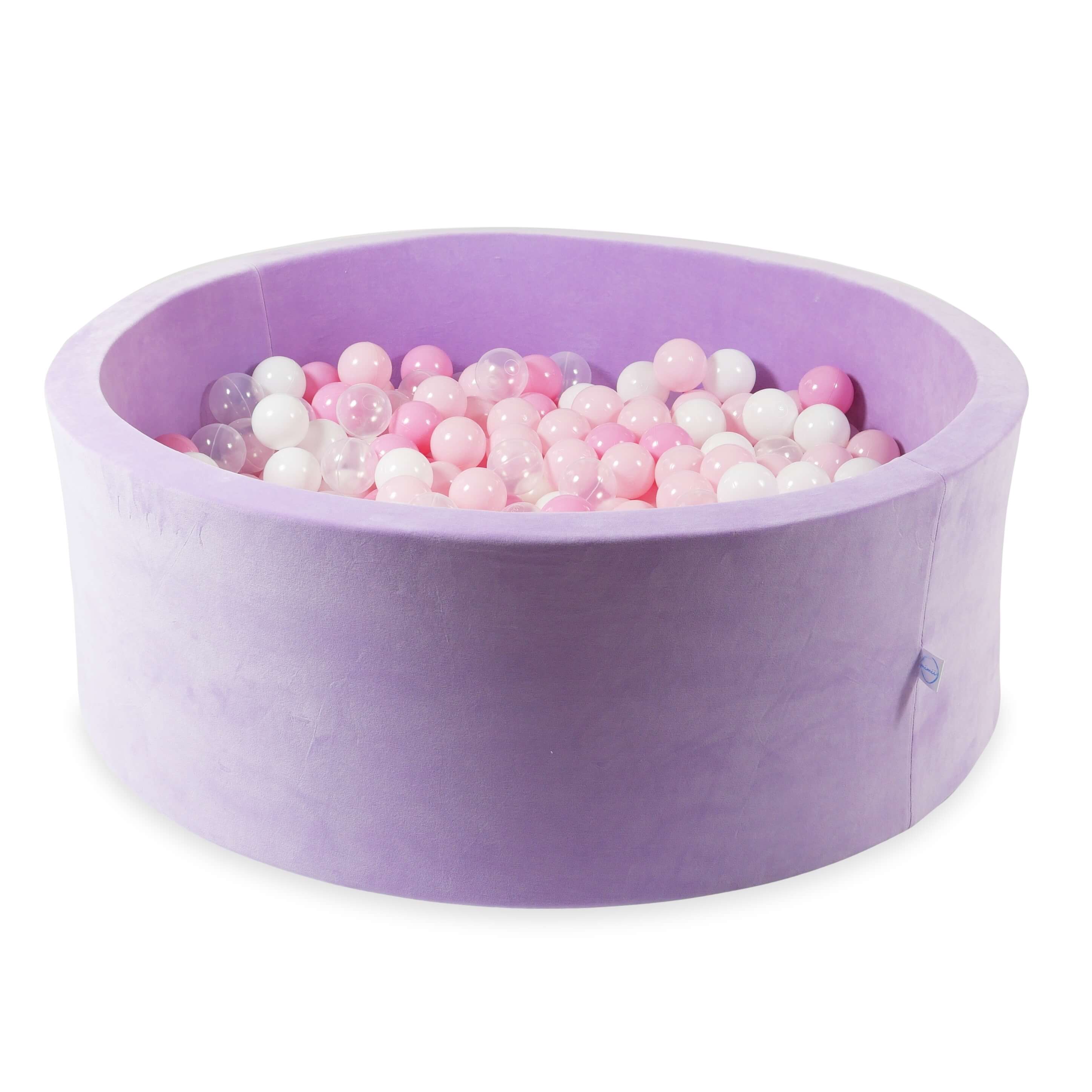 Ball pit with balls 110 × 40 cm Velvet Soft lilac with 500 balls