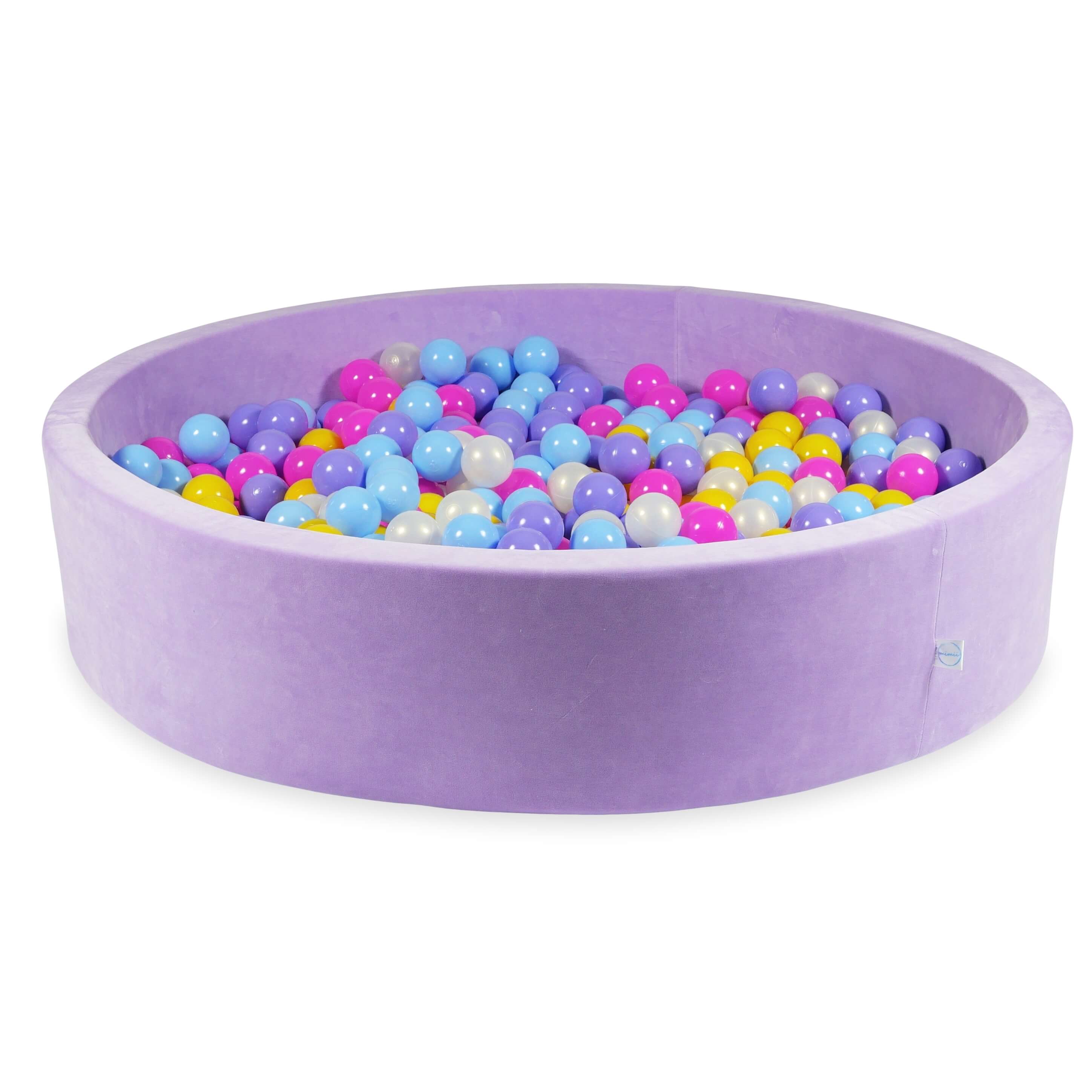 Ball pit with balls 130 × 30 cm Velvet Soft lilac with 600 balls
