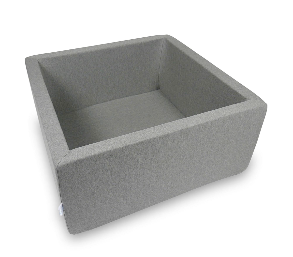 Mimii Bällebad in Grau – quadratisch, 90 × 90 × 40 cm, ohne Bälle